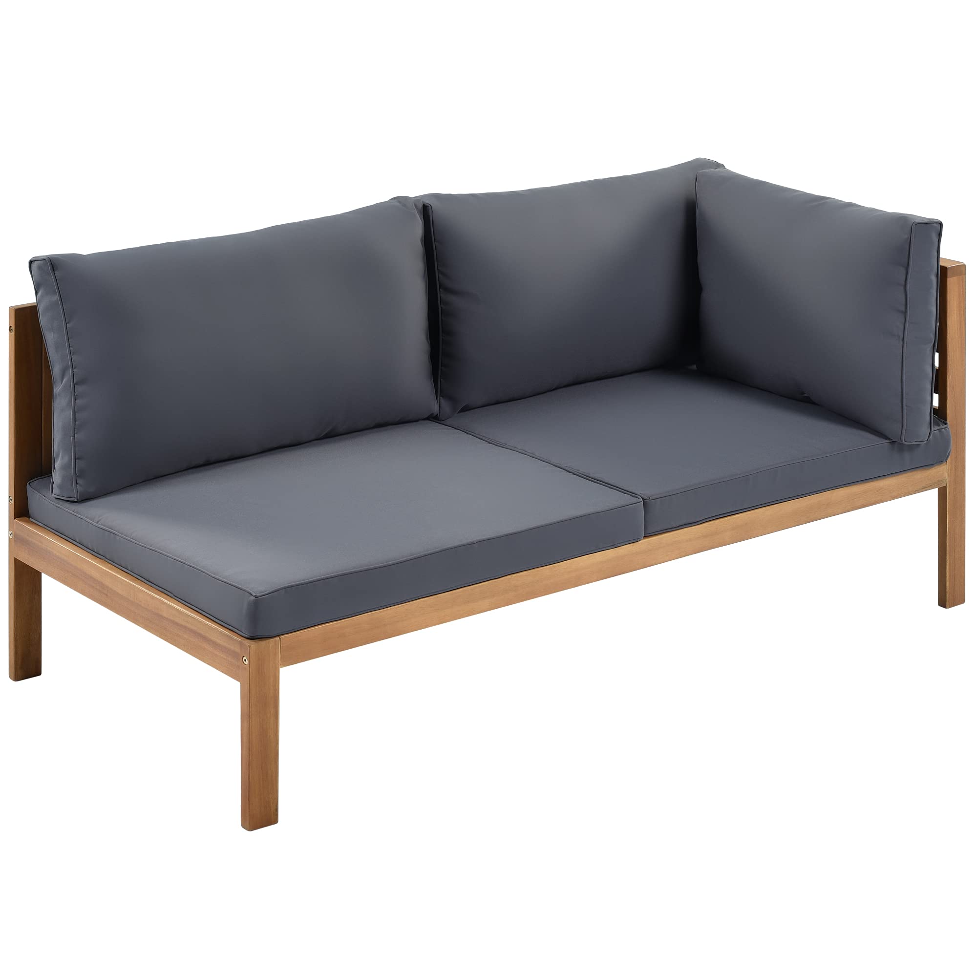 Quarte 4-Piece Outdoor Patio Furniture Set - Wooden L-Shaped Sectional Sofa with Waterproof Cushions & Coffee Table - Perfect for Garden, Backyard, Poolside & Conversation Areas