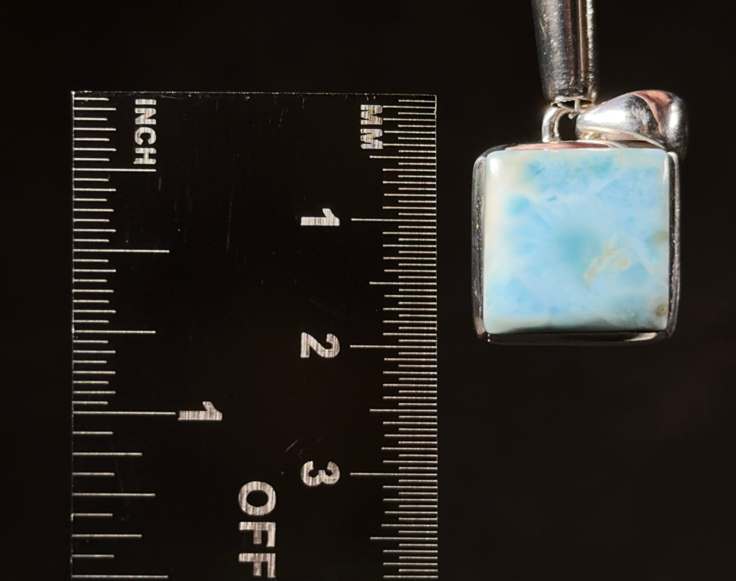 Handmade Sterling Silver Larimar Crystal Pendant - Square Healing Stone Jewelry for Women | Spiritual Healing, Meditation & Energy Balancing | Perfect Gift for Birthdays & Special Occasions