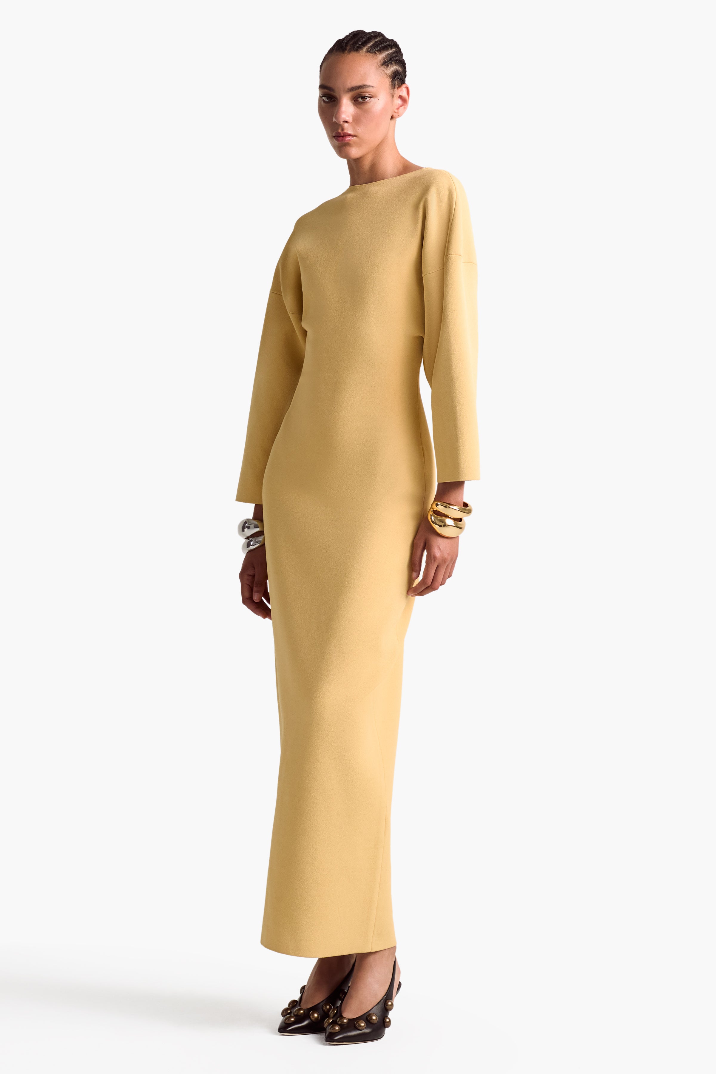 Etta Dress Chamomile - Flowy Summer Midi Dress with Puff Sleeves | Perfect for Beach Vacations, Date Nights & Brunch Outings
