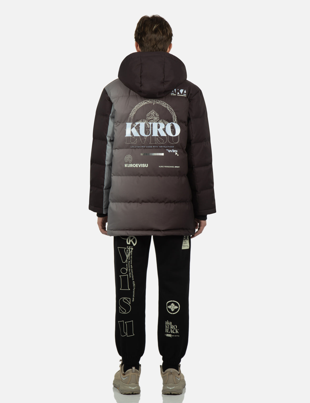 Kamon & Logo Embroidered Gradient Down Jacket - Lightweight Warm Winter Coat for Men & Women - Perfect for Outdoor Activities, Skiing, and Cold Weather Fashion