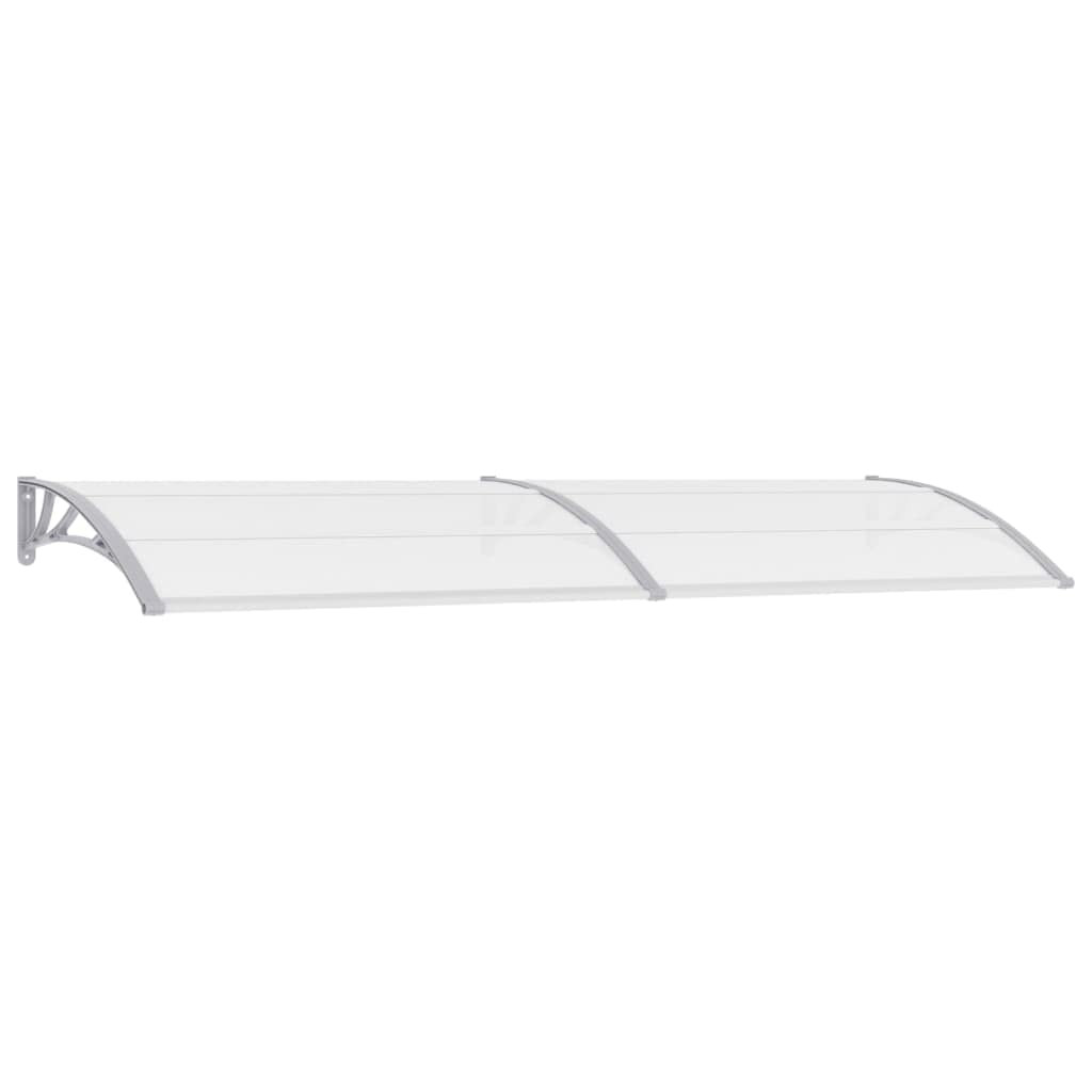 CHARMMA Gray & Transparent Polycarbonate Door Canopy 118.1x31.5 Inches (300x80 cm) - Weatherproof Outdoor Awning for Patio, Porch & Entryway Protection