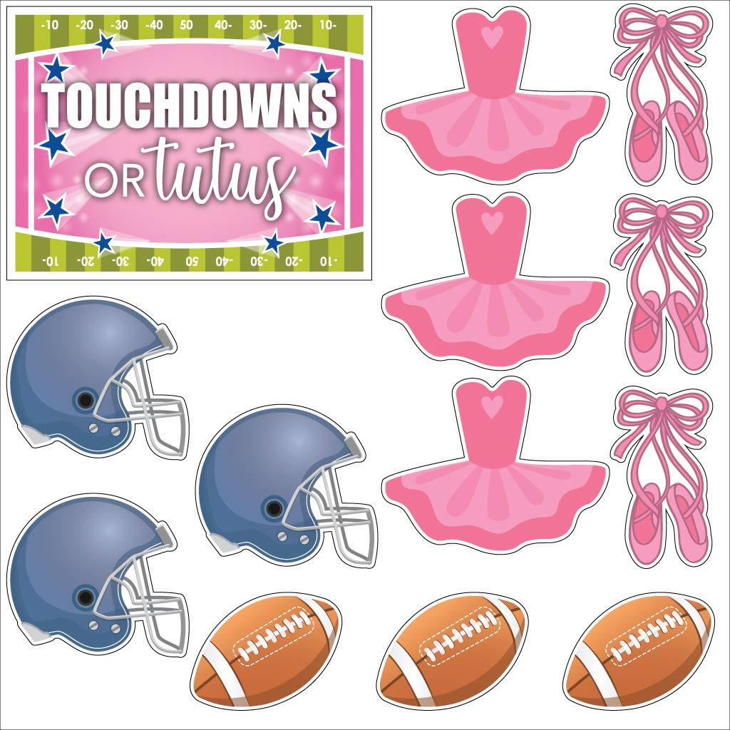 VictoryStore Gender Reveal Party Decorations - 13pcs Football Yard Signs for Baby Gender Announcement (Touchdowns or Tutus) with Stakes - Perfect for Outdoor Baby Shower, Gender Reveal Party & Backyard Decorations