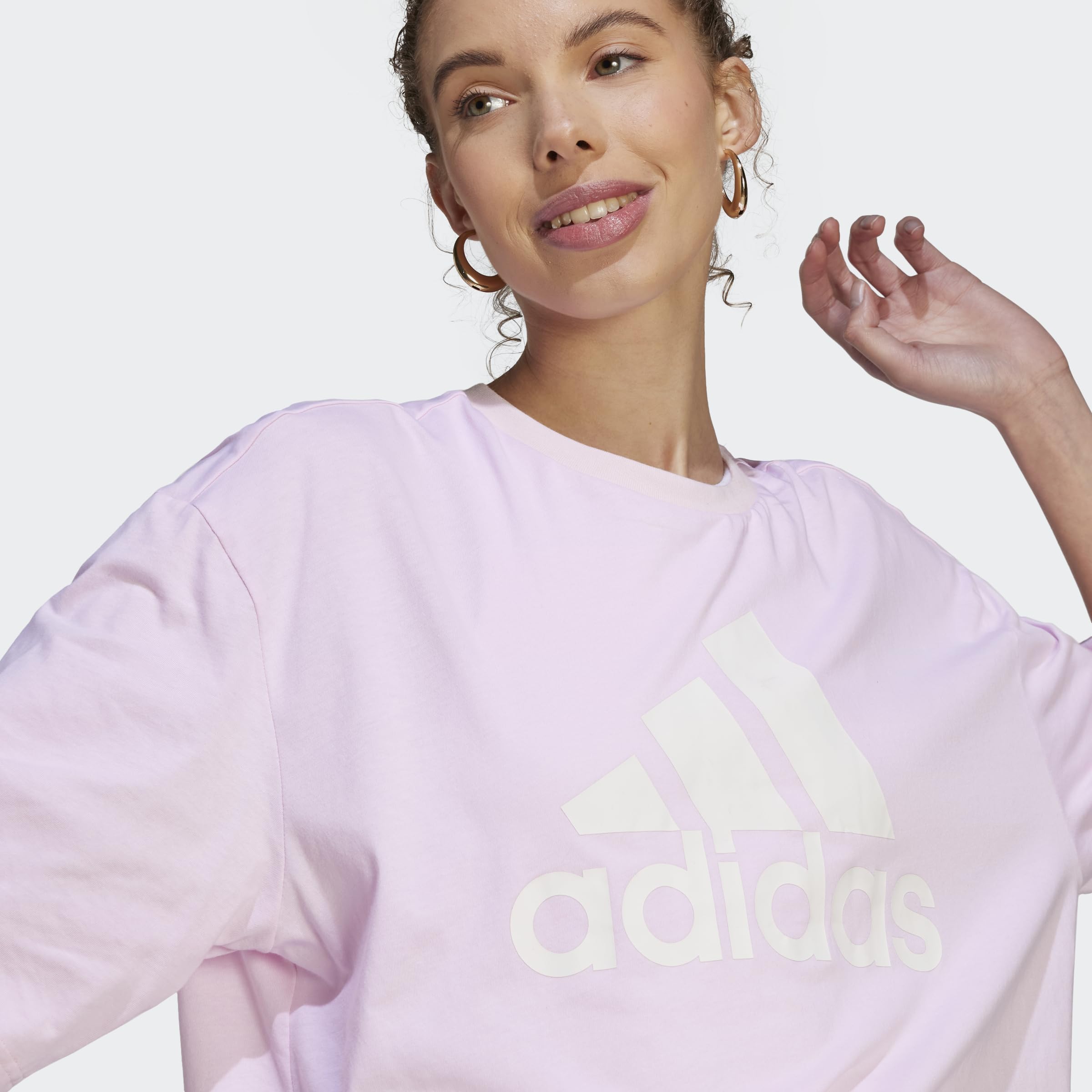 adidas Women's Essentials Big Logo Boyfriend T-Shirt | Comfortable Oversized Fit for Casual Wear, Gym & Street Style