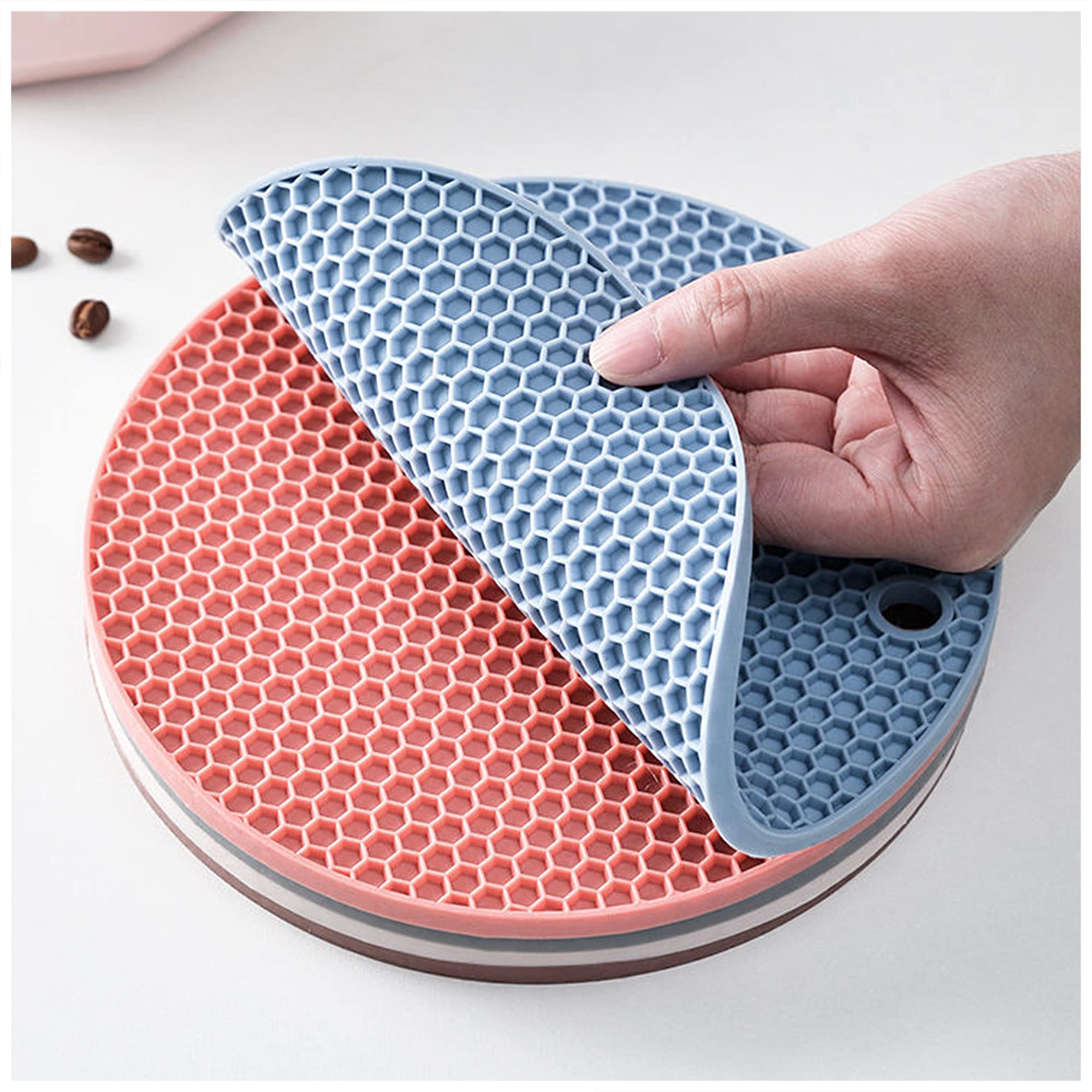 Erinaco 4-Pack Non-Slip Round Rubber Placemats for Kitchen & Dining Table - Waterproof, Durable Table Mats for Everyday Meals, Parties & Home Decor