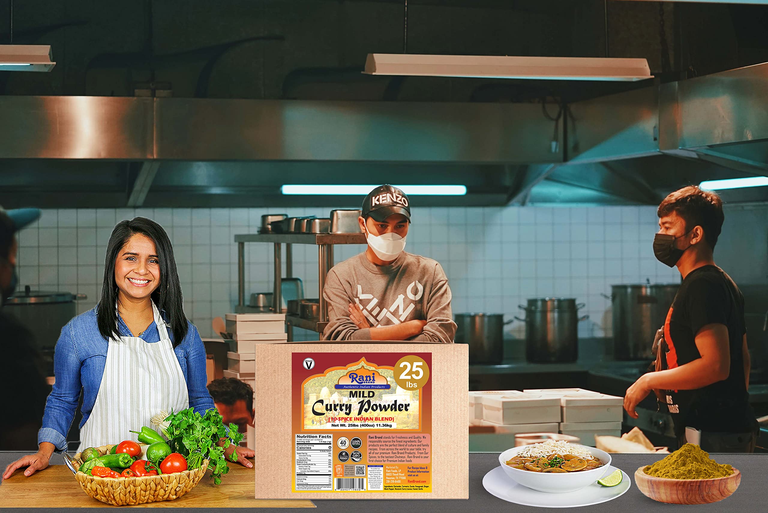 Authentic Rani Mild Curry Powder - 10-Spice Indian Blend (25lbs Bulk) | All Natural, Salt-Free, Vegan, Gluten Friendly | Perfect for Indian Cuisine, Meal Prep & Restaurant Use