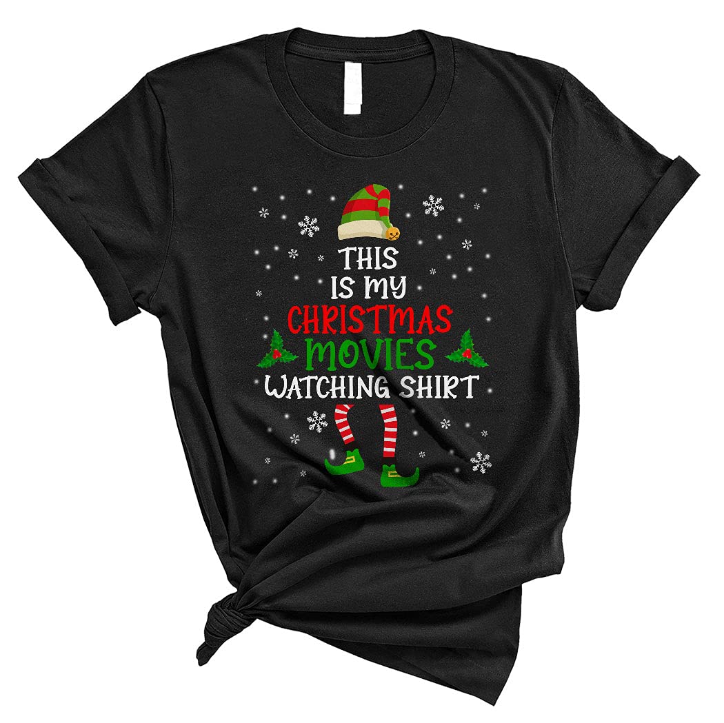 Funny Christmas Movies Watching Shirt - Elf Lover Xmas T-Shirt for Family & Friends | Unisex Holiday Gift for Movie Nights & Christmas Parties