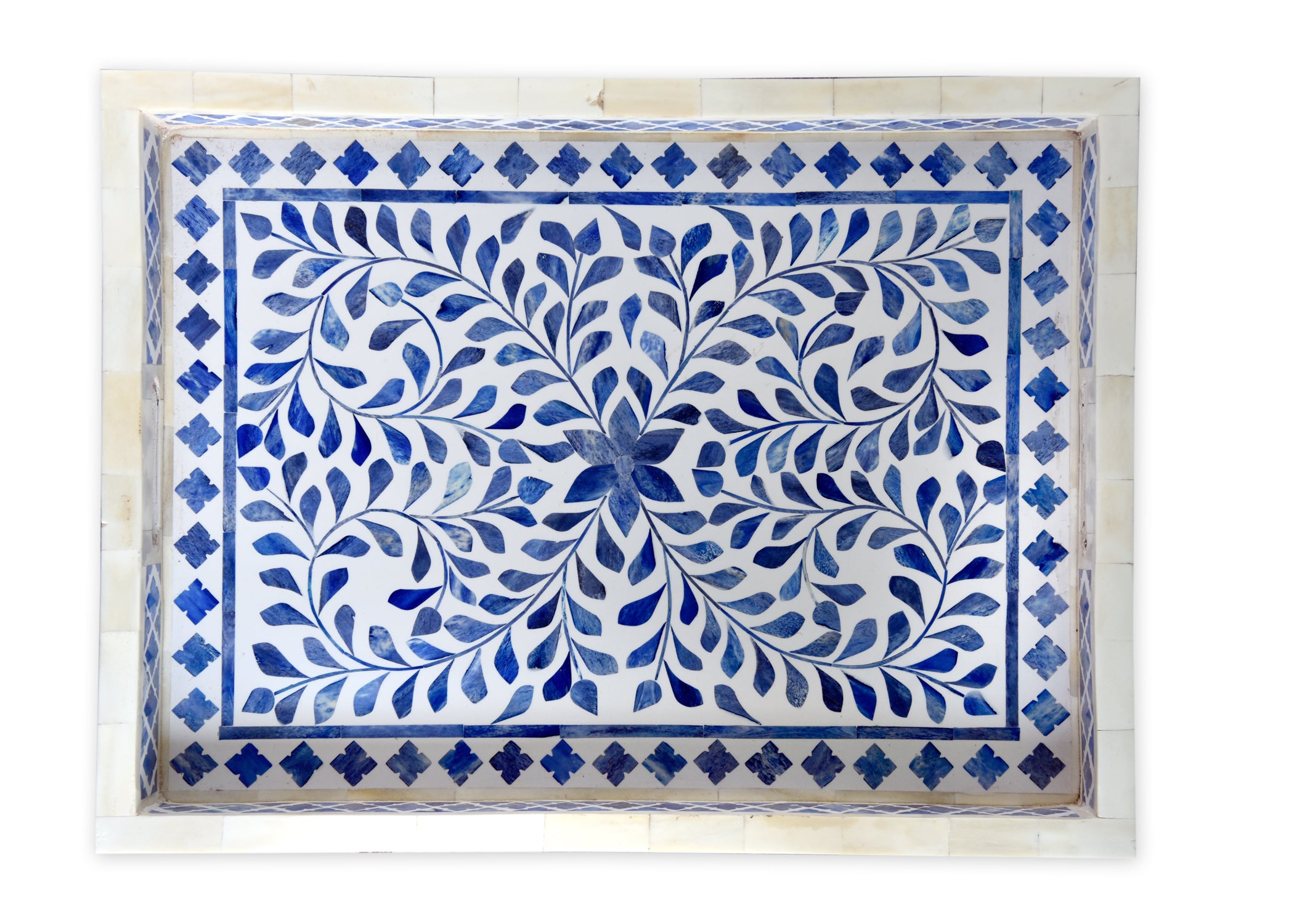 Handmade Faye Bone Inlay Floral Pattern Decorative Tray - Elegant Home Decor for Jewelry Display, Vanity Organizer & Coffee Table Centerpiece