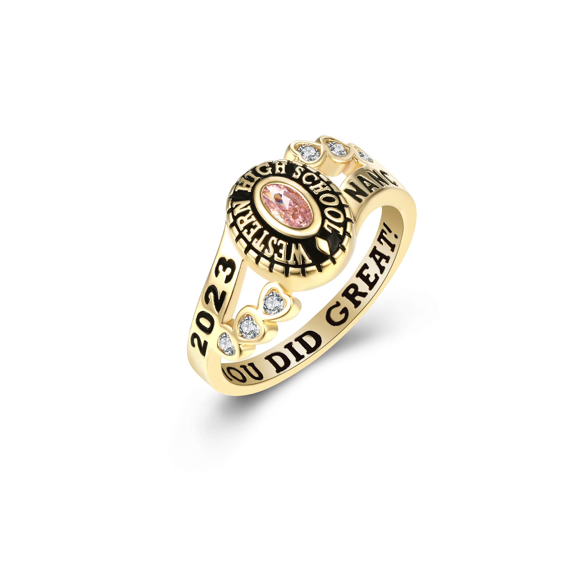 Authentic PJM Women's Class Ring - Sweetheart Collection - 925 Sterling Silver or 10KT Gold - Custom High School & College Graduation Ring - Personalized Jewelry Gift for Her - Perfect for Graduation Ceremonies, Alumni Events & Keepsake Memories