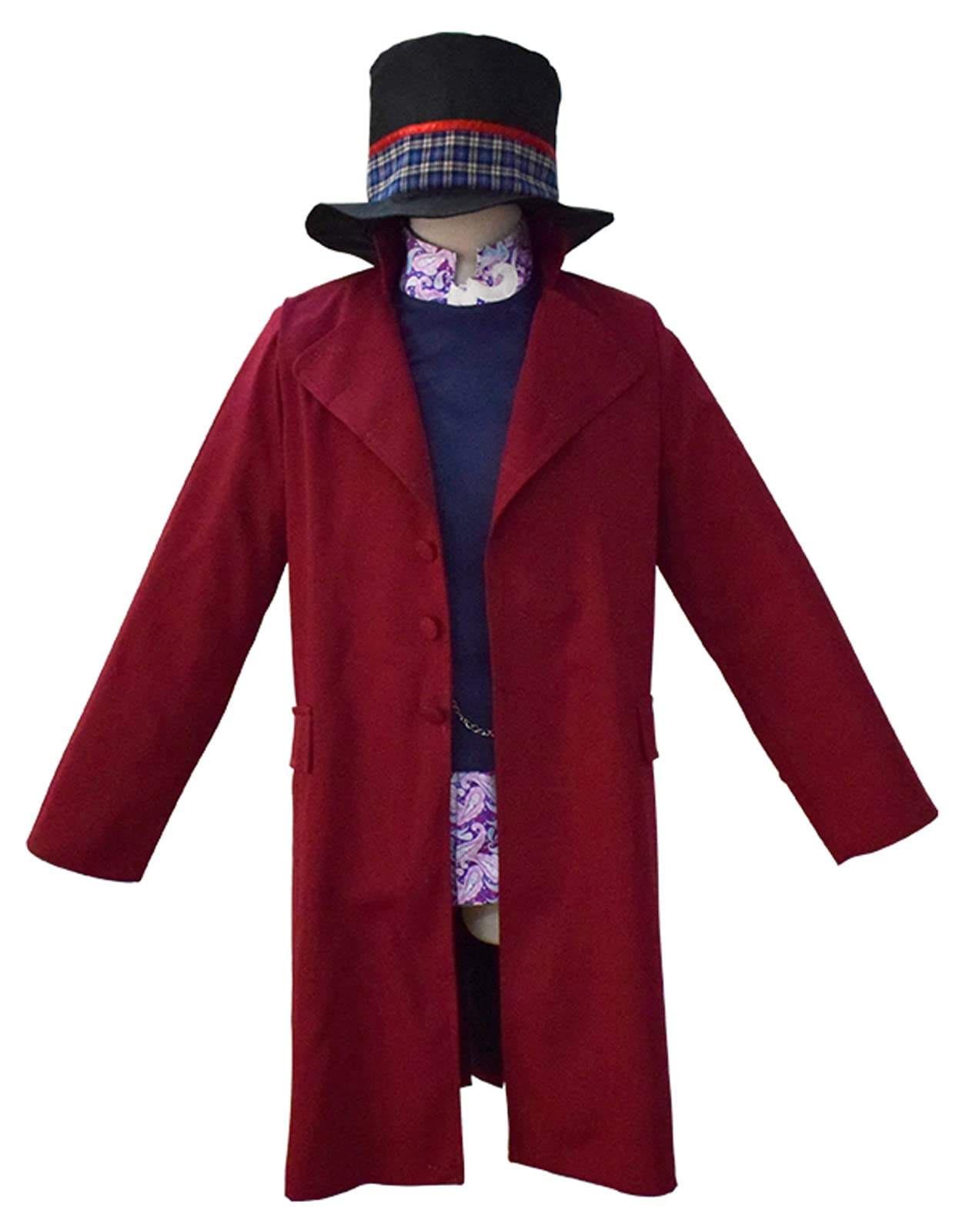 Willy Wonka Cosplay Costume - Charlie Chocolate Factory Unisex Vest Coat & Hat Set for Halloween, Cosplay, and Themed Parties