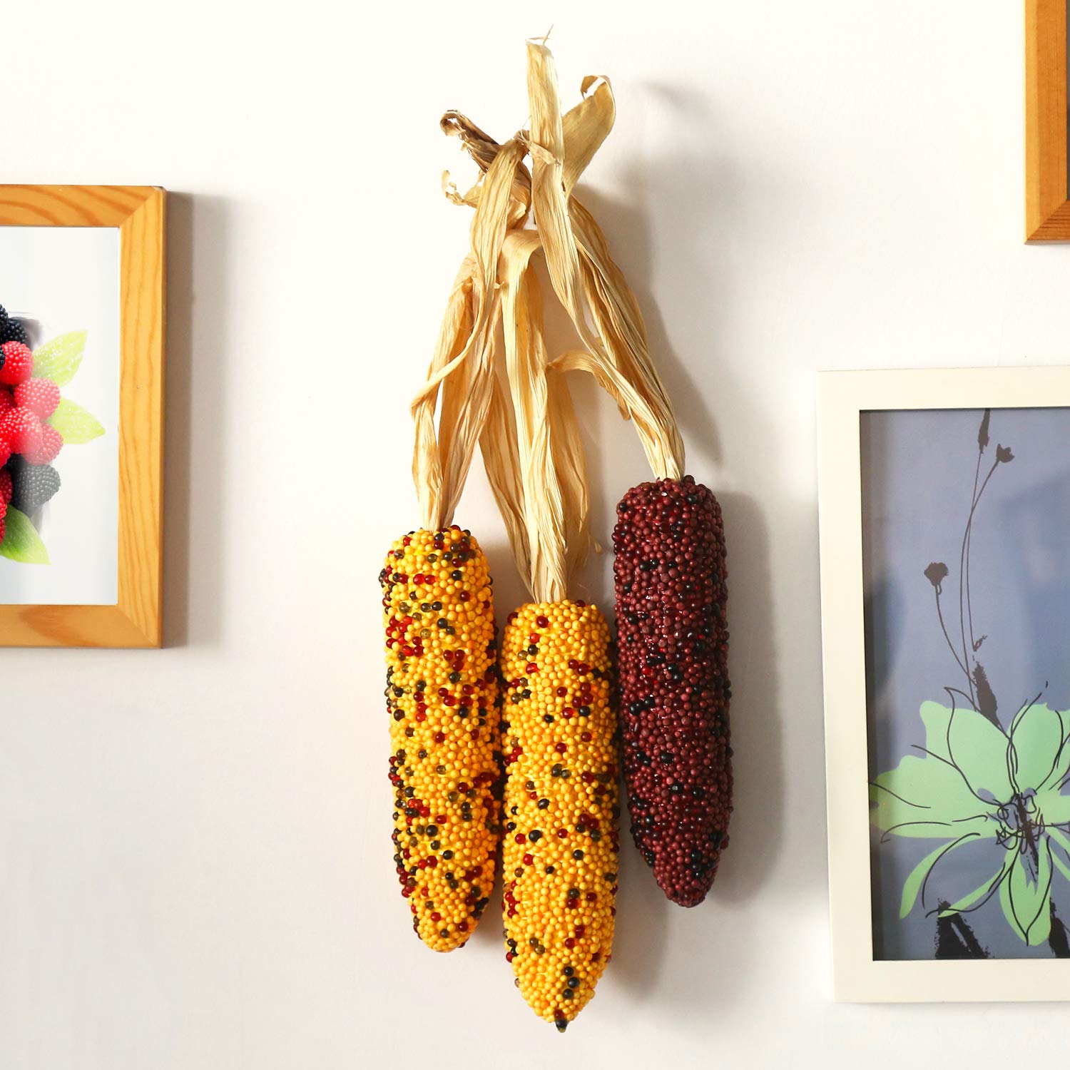 6 Pack Artificial Corn Decorations - Indian Corn Design for Fall Harvest, Thanksgiving, and Home Decor
