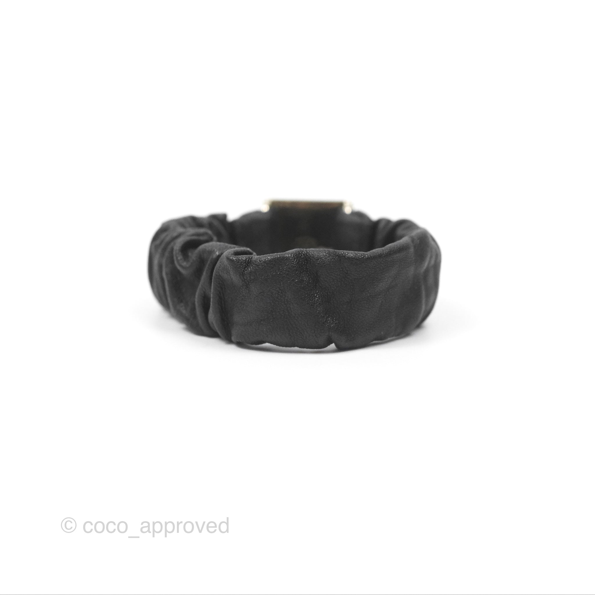 Chanel CC Logo Black Leather Hair Clip with Gold Tone Hardware - Perfect for Parties, Weddings & Everyday Elegance