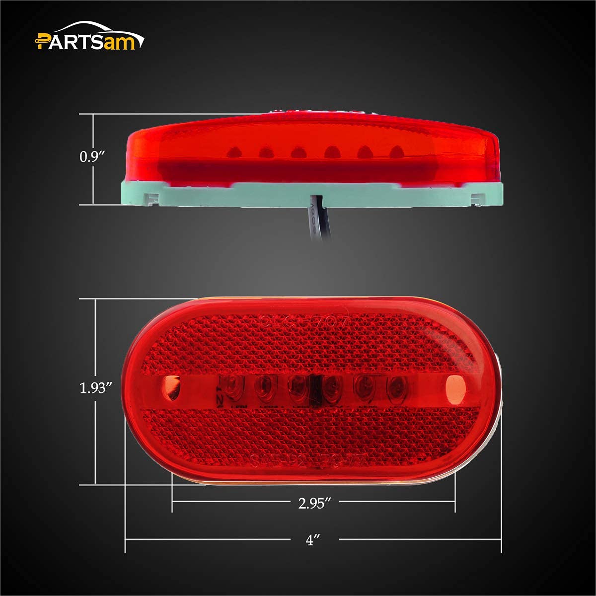 Partsam 5 Red + 2 Amber 4 Inch LED Trailer Lights - Waterproof RV Camper Clearance Marker Lights with 6 Diodes, Surface Mount, Sealed Design - Perfect for Semi Trucks, Trailers, Boats & Campers