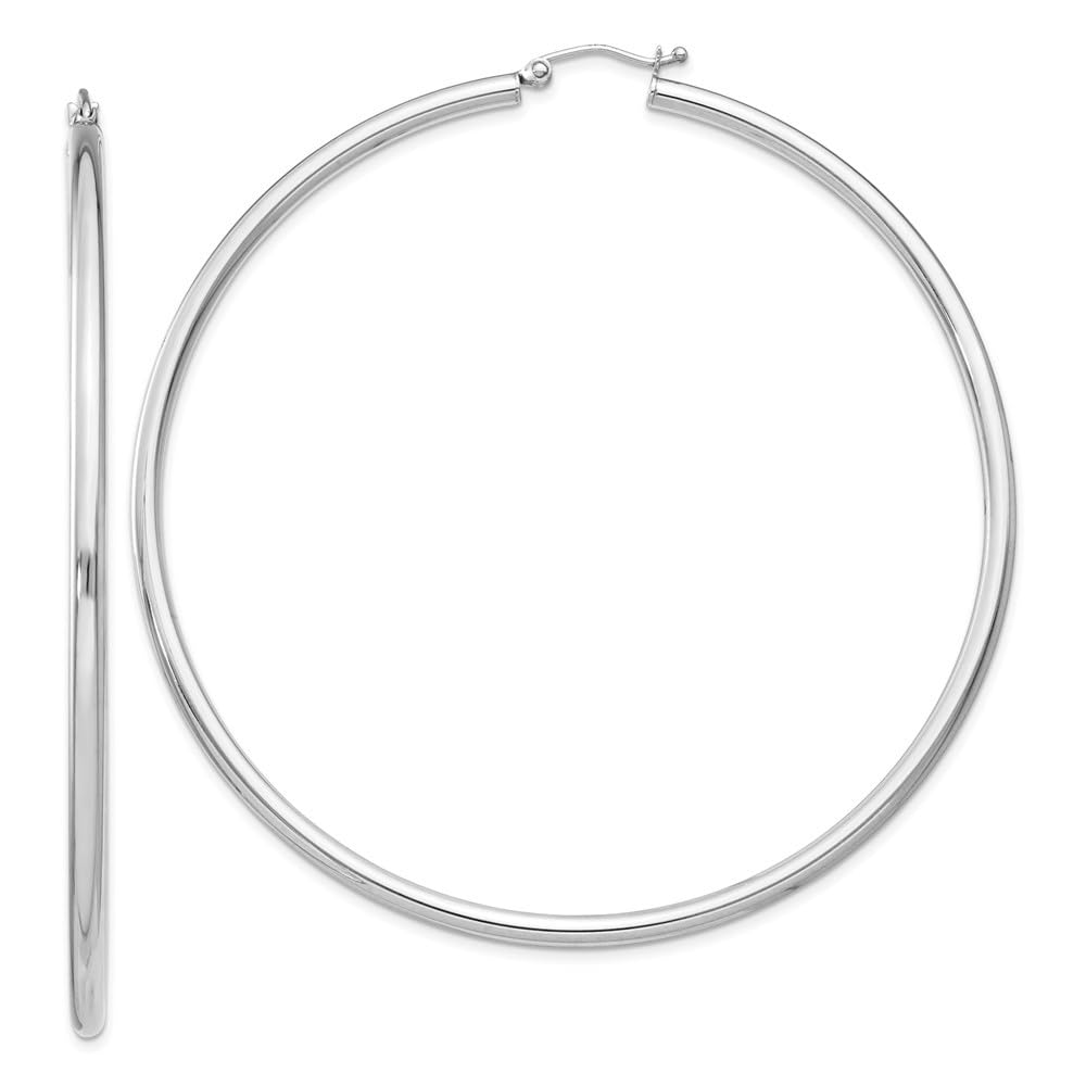 925 Sterling Silver Round Hoop Earrings for Women - 2.87 Inch Diameter Hypoallergenic Dangle Earrings | Perfect for Everyday Wear, Parties & Gifts