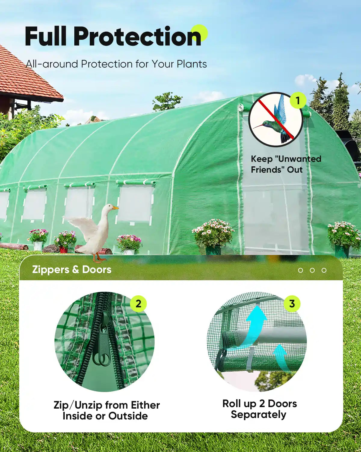 20' x 10' x 6.6' Large Walk-in Greenhouse for Outdoor Gardening - Perfect for Growing Vegetables, Flowers & Plants Year-Round