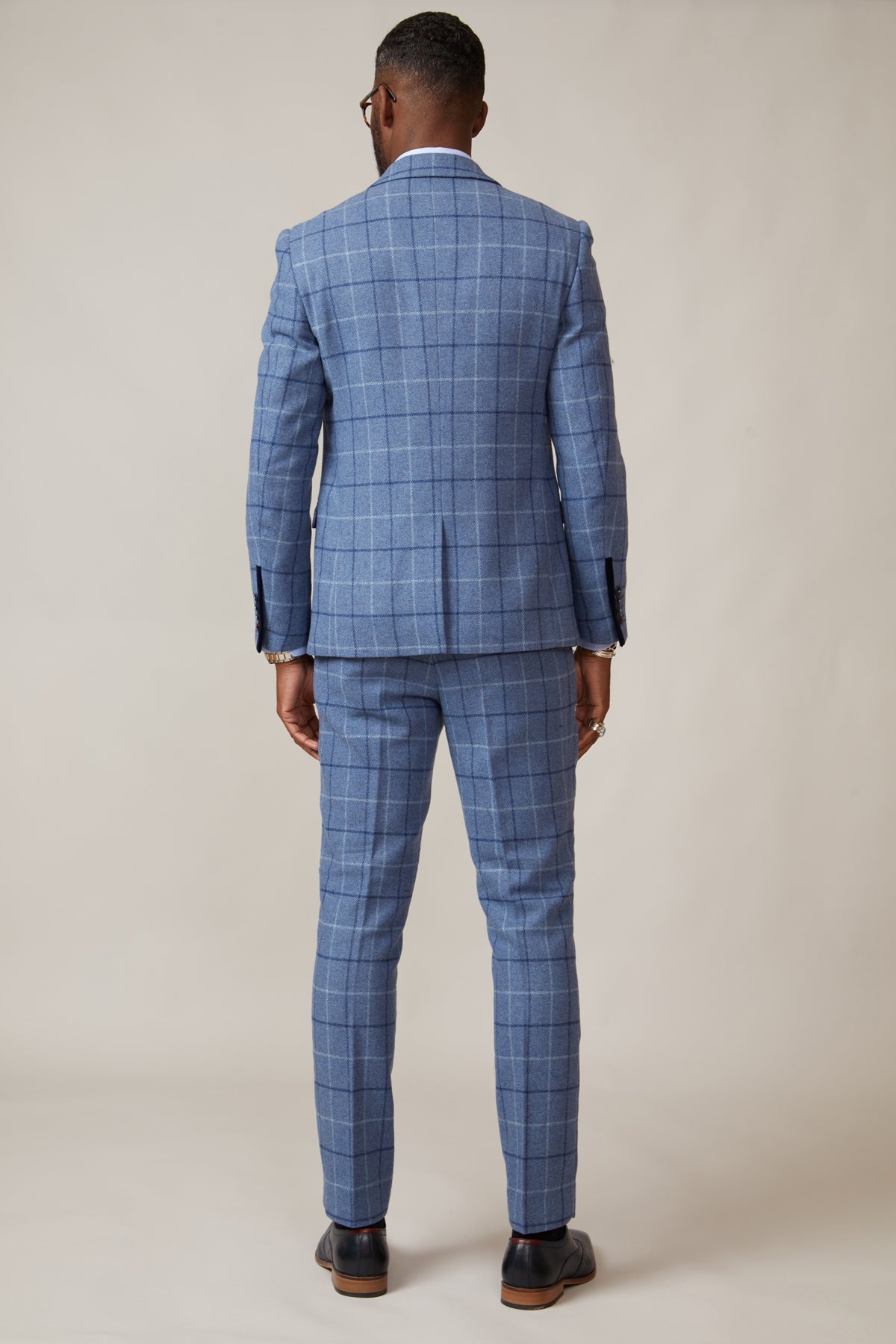 CLINTON Blue Tweed Check Blazer for Men - Classic Slim Fit Formal Jacket for Office, Wedding & Business Events