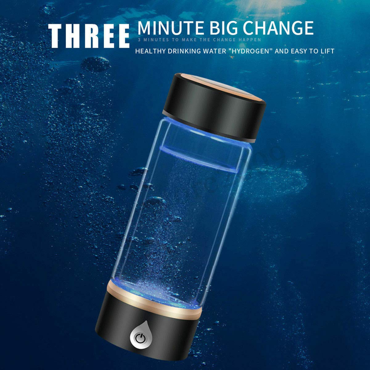 Gaone Hydrogen Water Generator Bottle - 420ML Portable Hydrogen Rich Water Maker with 1500PPB, USB Rechargeable Drinking Cup (Black) for Home, Office & Travel Hydration
