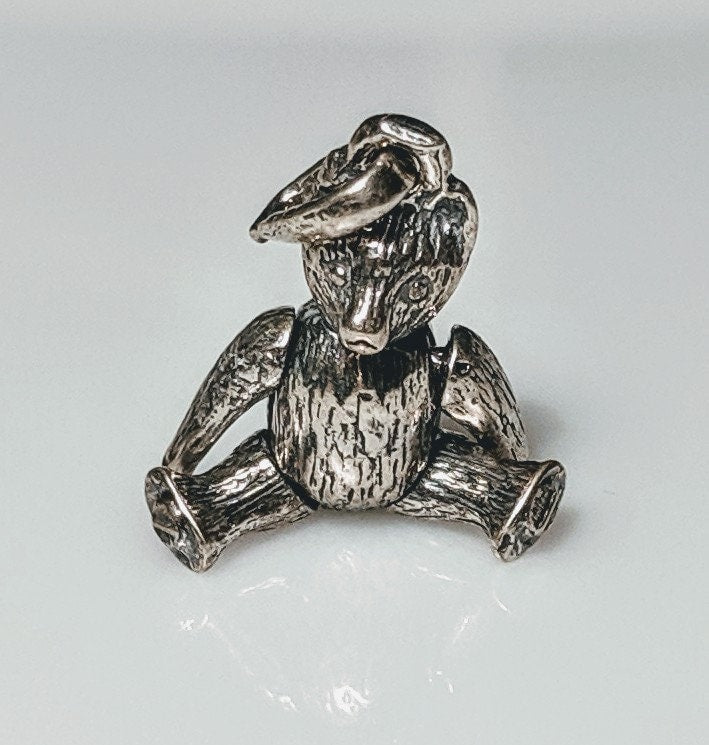 3D Hinged Sterling Silver Dancing Teddy Bear Charm - Large Movable Pendant for Kids Jewelry | Perfect for Children's Bracelets, Necklaces & Gift Giving