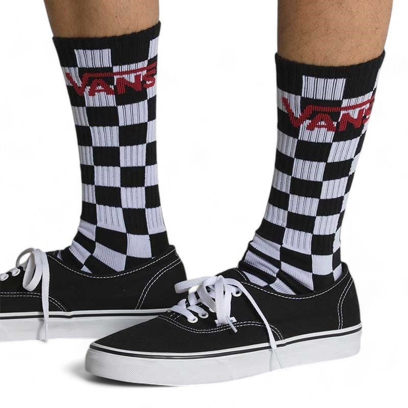 Vans Classic Crew Socks 3-Pack - Black, White & Checkered - Comfortable & Durable for Casual Wear, Sneakers & Everyday Use