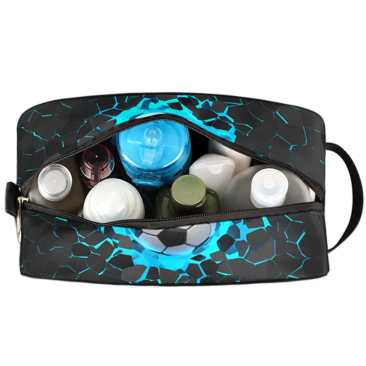 3D Light Wall Football Shaving Kit Travel Bag for Men - 10.5 x 4.3 x 5.3 Inch Waterproof Toiletry & Cosmetic Organizer for Women & Men - Perfect for Gym, Camping, Business Trips & Air Travel