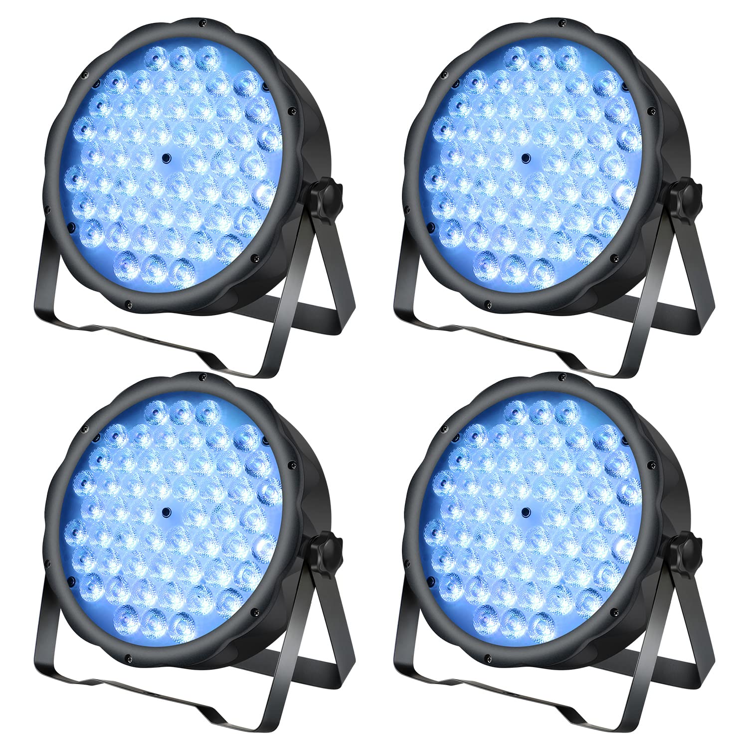 BETOPPER 4-Pack LED Par Lights 54 x 1.5W RGB DMX Stage Lighting Kit with Stand - Sound Activated Strobe & Wash Lights for DJ Parties, Weddings, Church Events, Bars and Clubs | Professional Stage Lighting Effects for Live Performances and Entertainment Venues