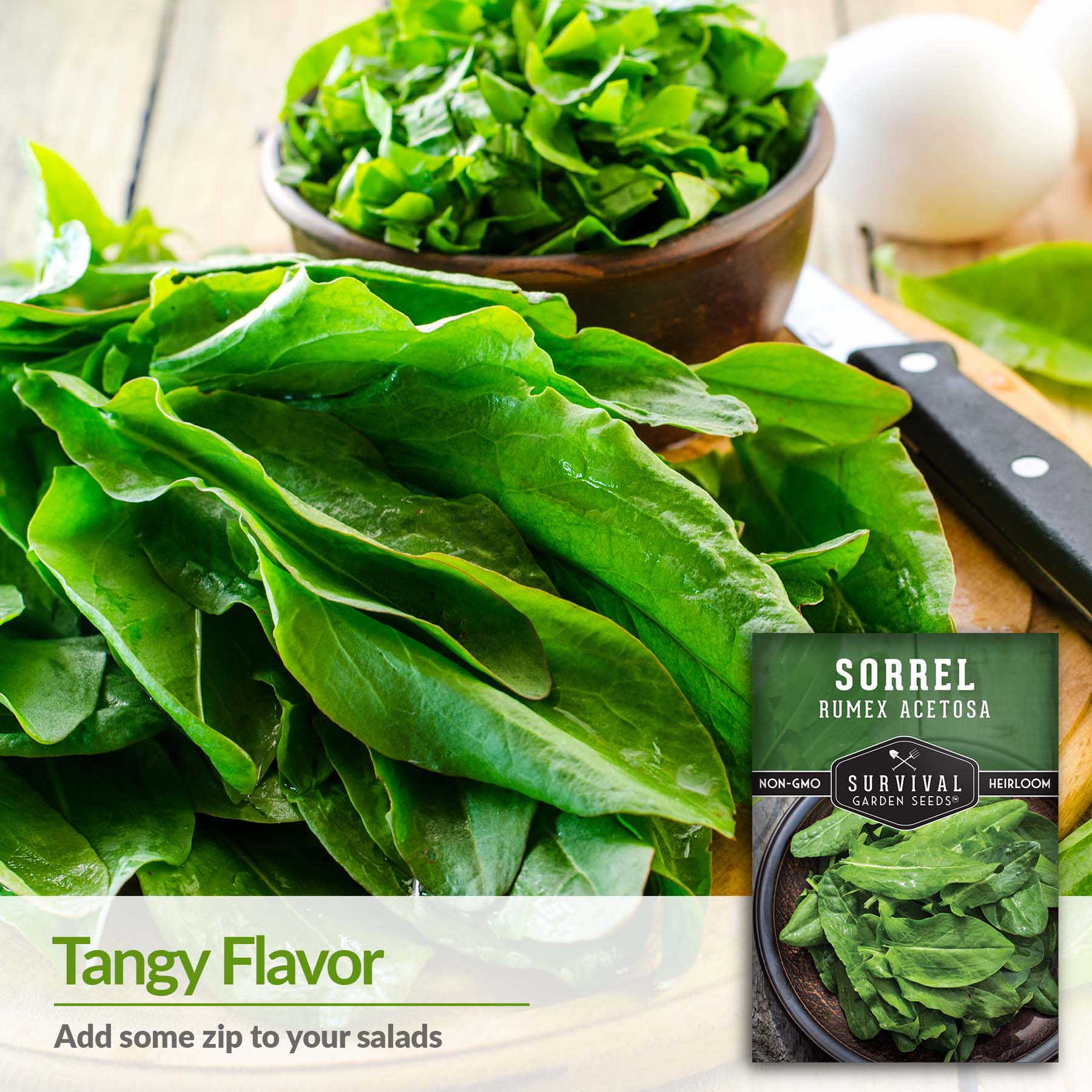 Organic Sorrel Seeds for Planting - Non-GMO, Heirloom Herb Seeds for Home Garden - Perfect for Salads, Soups, and Culinary Herbs