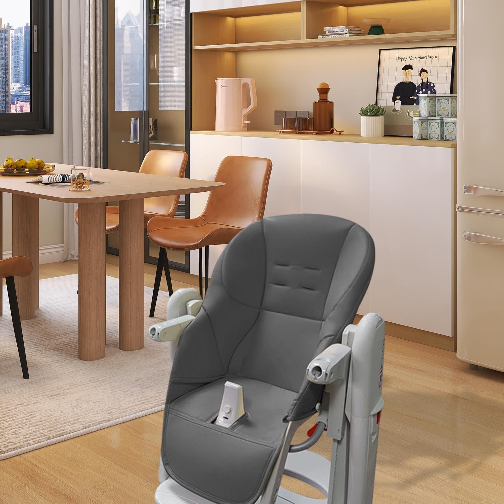 Premium PU Leather Baby High Chair Cushion Cover - Soft Replacement Pad for Peg Perego Tatamia High Chair | Waterproof & Easy Clean Dining Seat Protector for Infants & Toddlers | Perfect for Home, Restaurant & Daycare Use