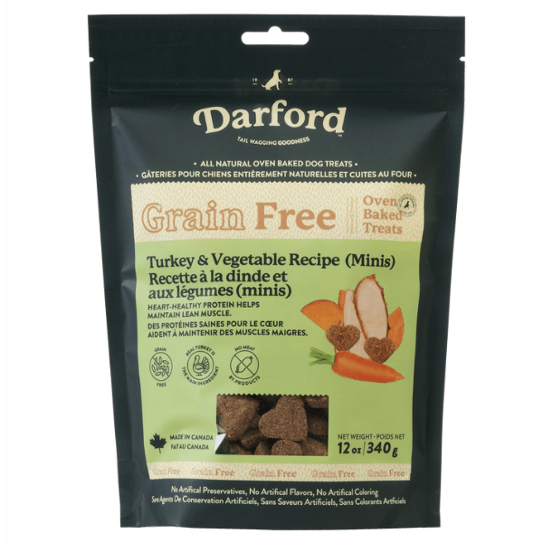 Darford Grain Free Turkey Minis Oven Baked Dog Treats - Healthy Natural Training Rewards for Small & Medium Dogs - Perfect for Obedience Training & Positive Reinforcement