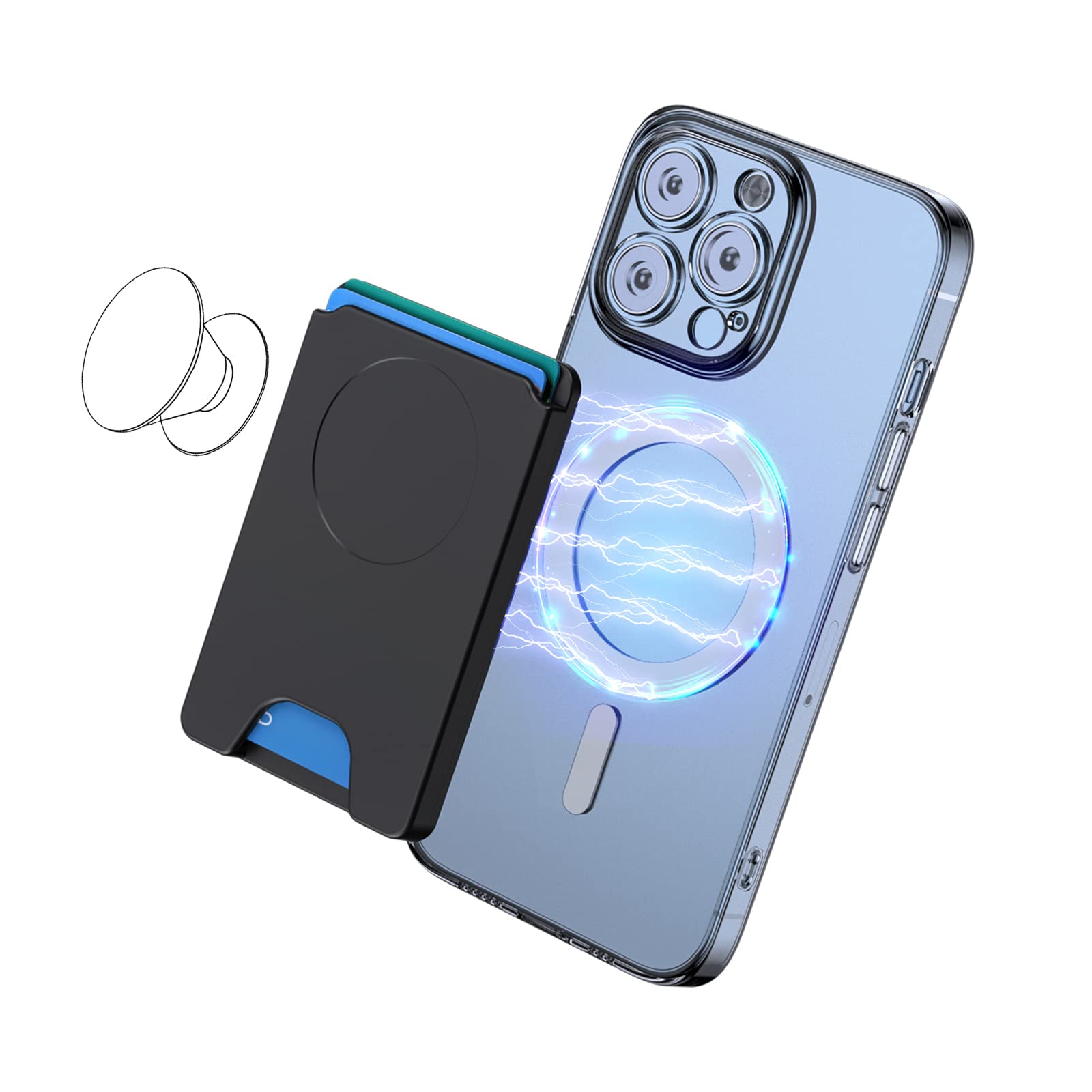 AUROX Magnetic Wallet for iPhone 16/15/14/13/12 Series - Magsafe Compatible Card Holder with Strong Magnets, Works with PopSocket Phone Grips (Black) | Perfect for Everyday Carry, Travel & Secure Card Storage