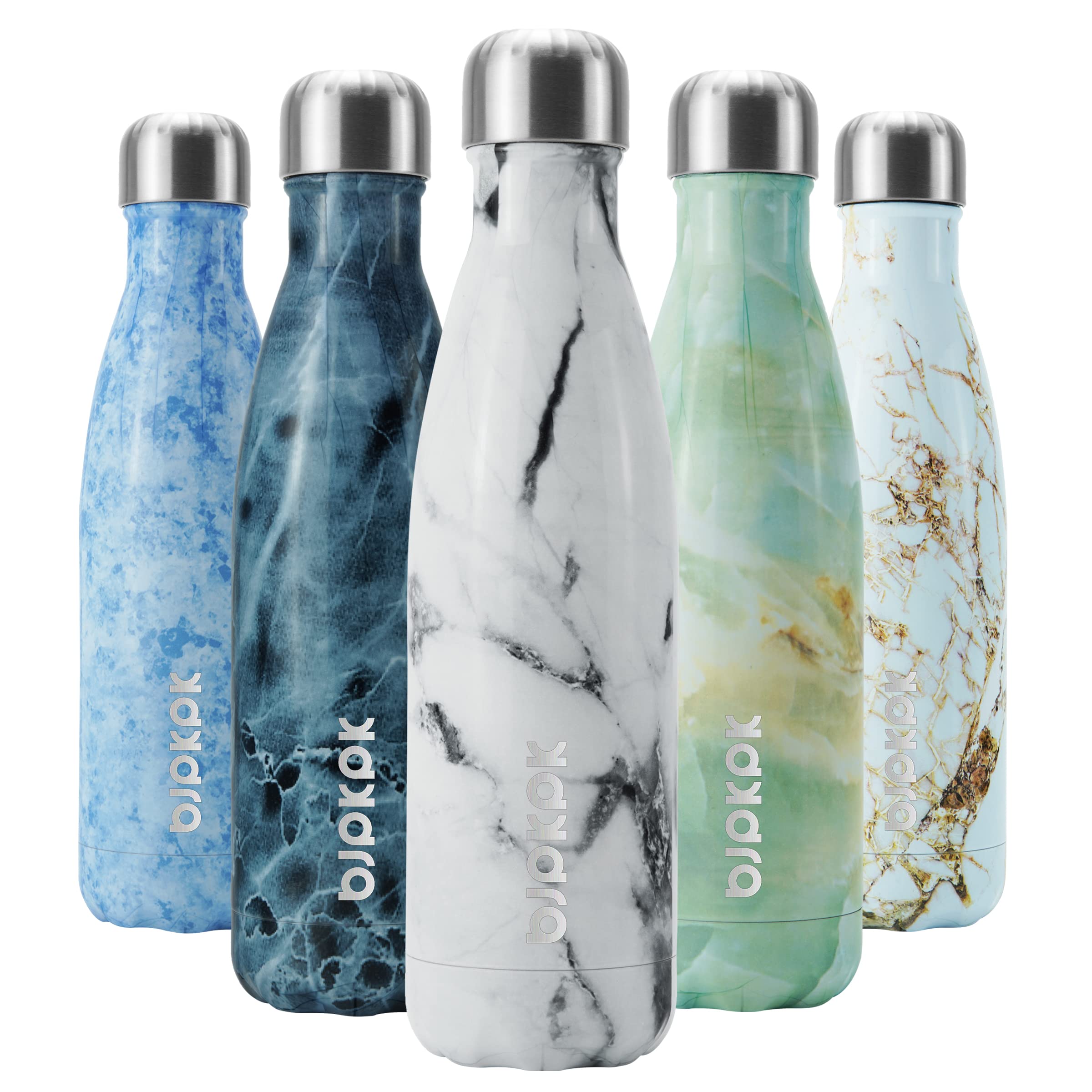 BJPKPK 17oz Insulated Stainless Steel Water Bottle - Keeps Drinks Cold for 24 Hours & Hot for 12 Hours, BPA Free, Leak Proof, Marble Design - Perfect for Gym, Hiking, Camping & Outdoor Activities