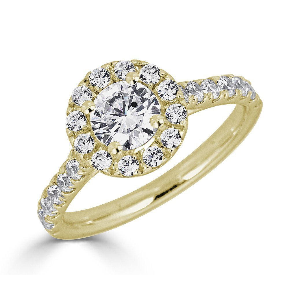14KT Gold 1.50 CTW Round Diamond Halo Cathedral Engagement Ring for Women - Perfect for Proposals, Weddings & Anniversaries