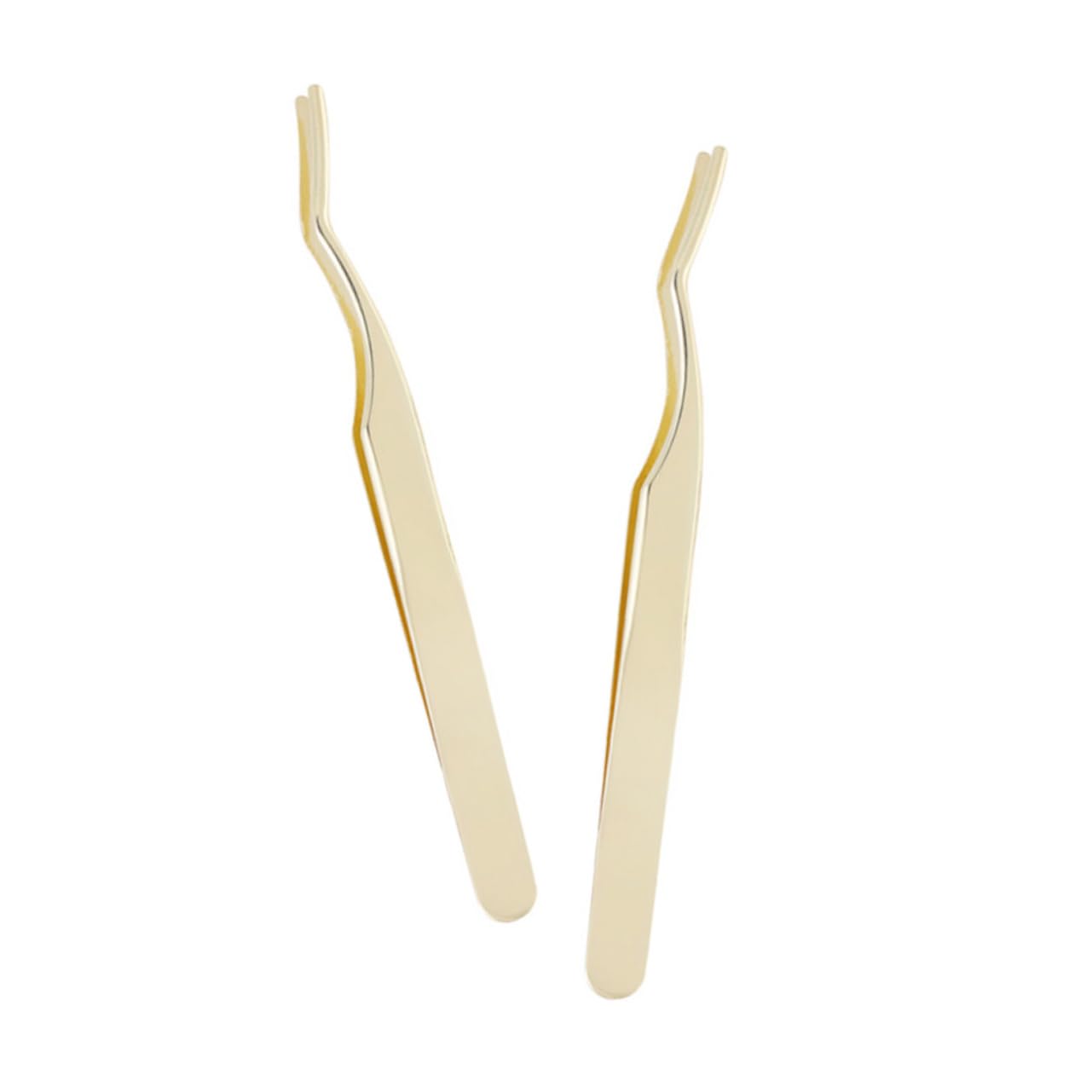 2pcs Professional Metal Eyelash Tweezers - Eyelash Extension Clip & Applicator Tool for False & Volume Lashes (Golden) - Perfect for Salon, Home Use & DIY Lash Extensions