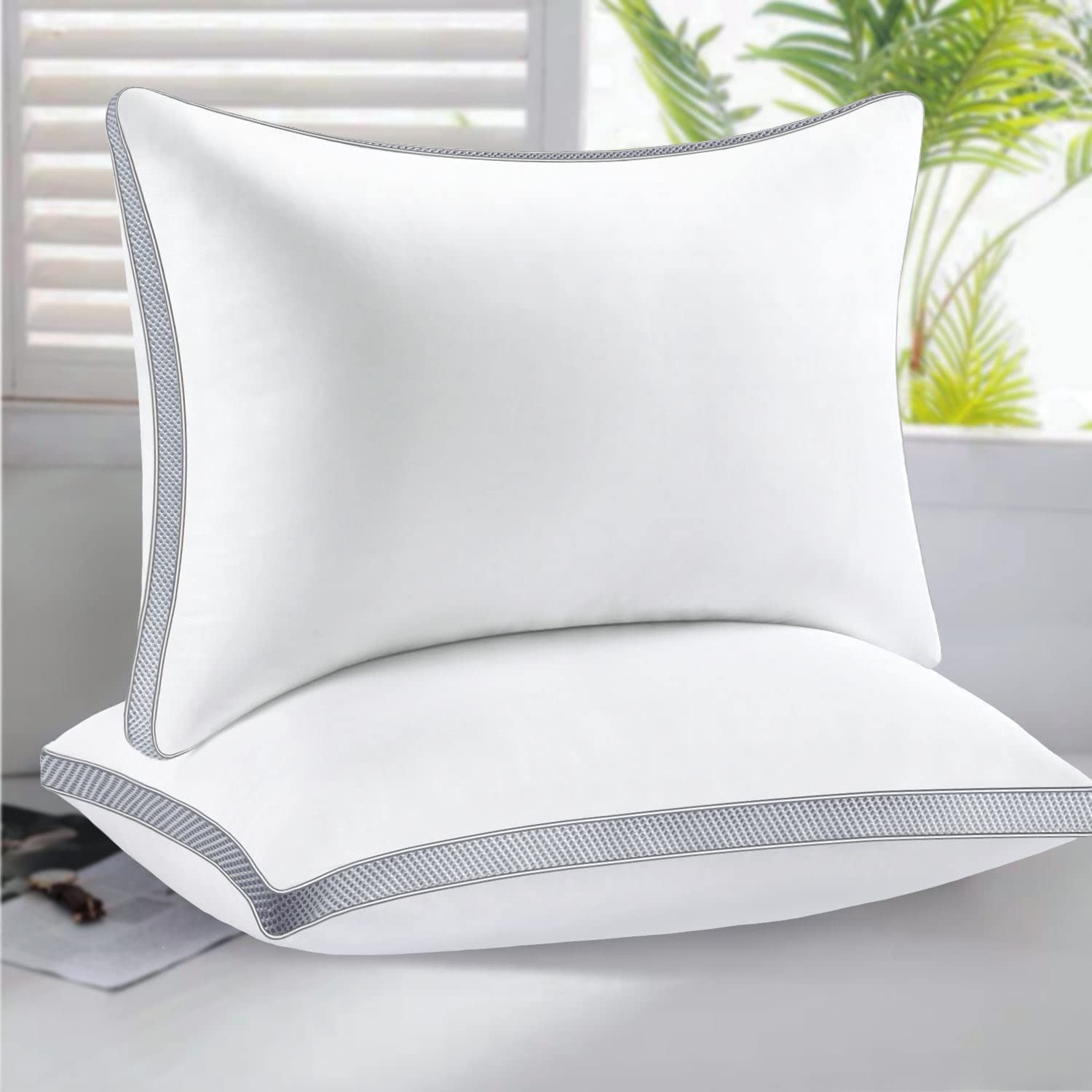 Mislili Cooling Bed Pillows Set of 2 - Standard Size Luxury Hotel Collection Pillows with Down Alternative Filling for Side Sleepers, Soft & Supportive Plush Pillows - Perfect for Back Pain Relief, Hot Sleepers & Guest Rooms