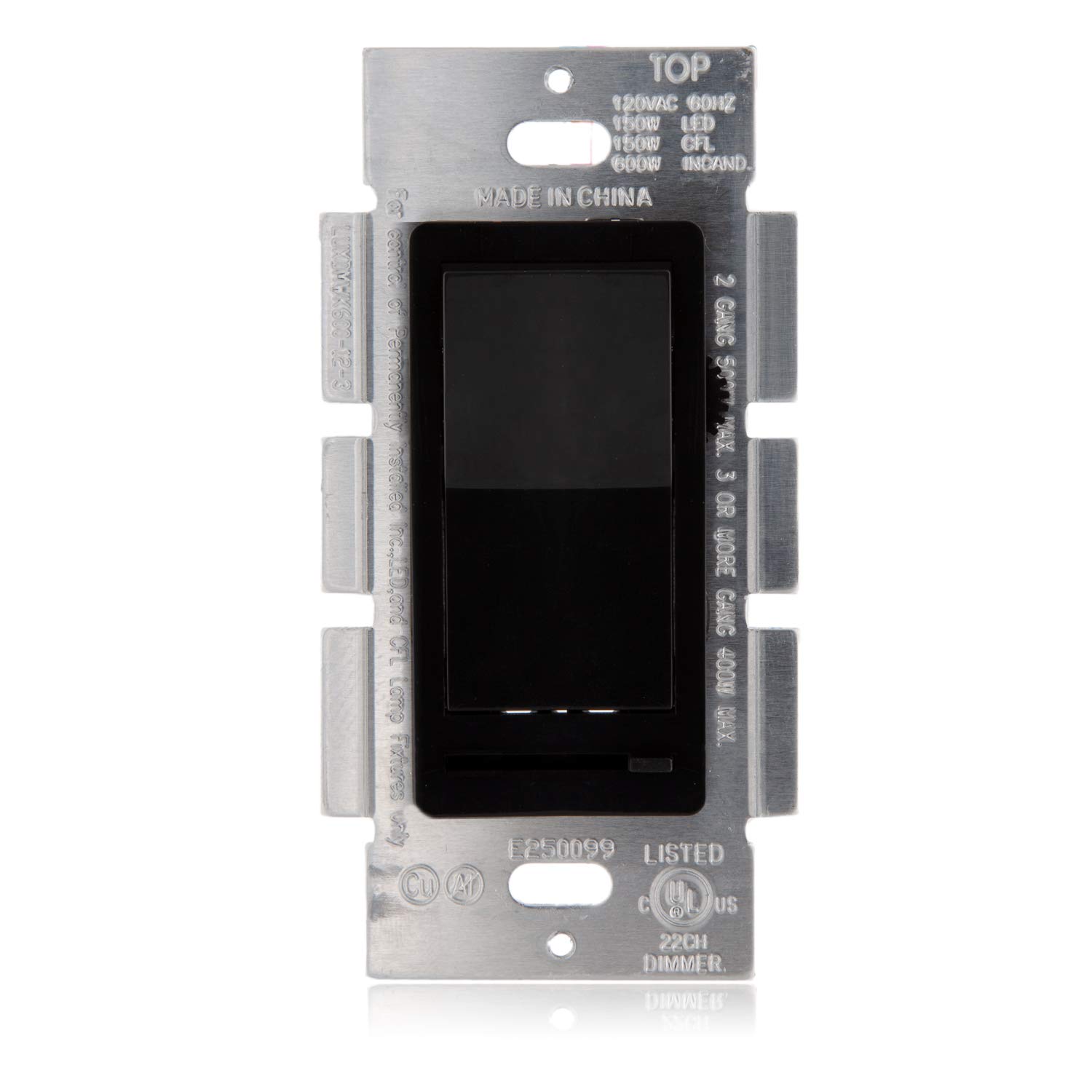 Maxxima LED Slide Dimmer Rocker Switch - 3-Way/Single Pole Compatible, 600W Max, LED Compatible Decorative Light Switch for Home & Office - Includes Wall Plate Cover (Black) - Perfect for Bedrooms, Living Rooms & Home Theater Lighting Control