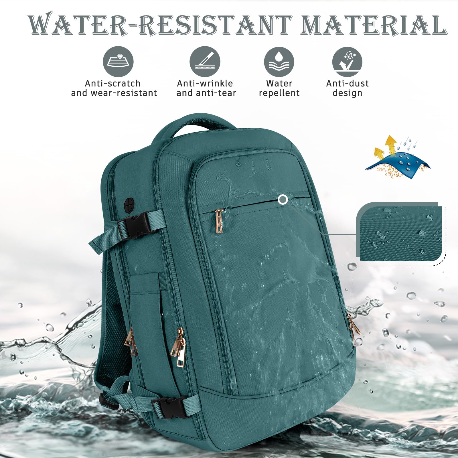40L Travel Backpack for Men & Women - Carry-On Approved Flight Backpack, Peacock Blue | Perfect for Air Travel, Weekend Getaways & Business Trips