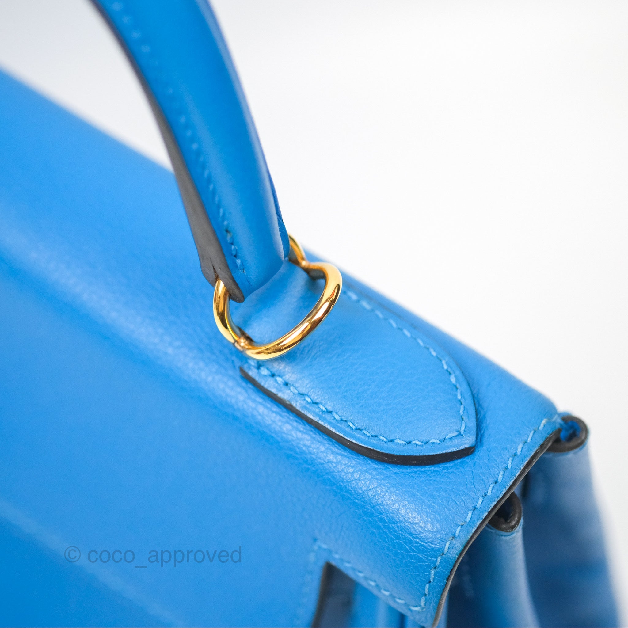 Authentic Hermès Retourne Kelly 28 Handbag in Blue Evercolor Leather with Gold Hardware - Luxury Designer Bag for Women, Perfect for Work, Travel & Special Occasions