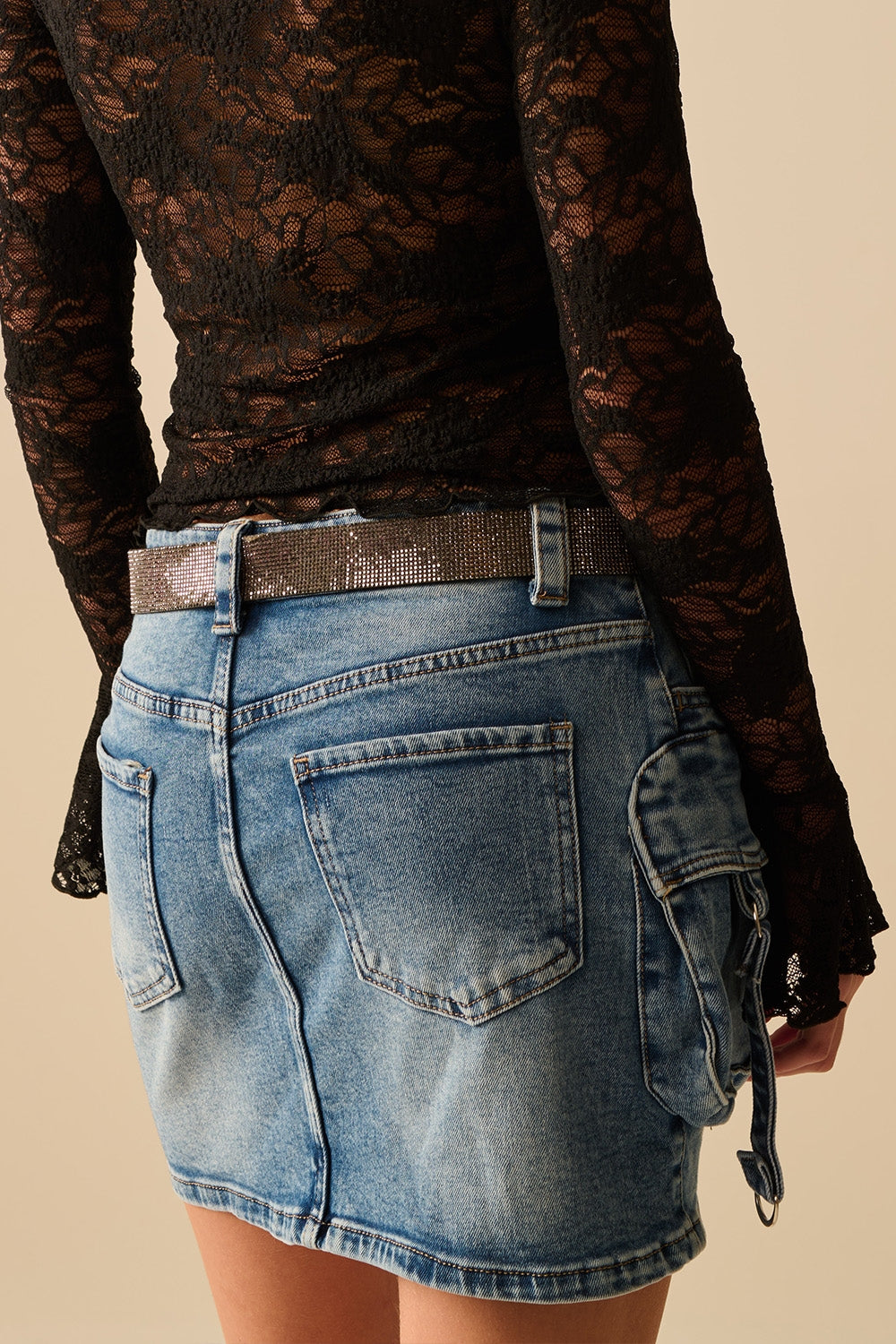 Cargo Mini Denim Skirt with Hanging Details - Stylish & Trendy for Casual Outfits, Streetwear, and Summer Fashion