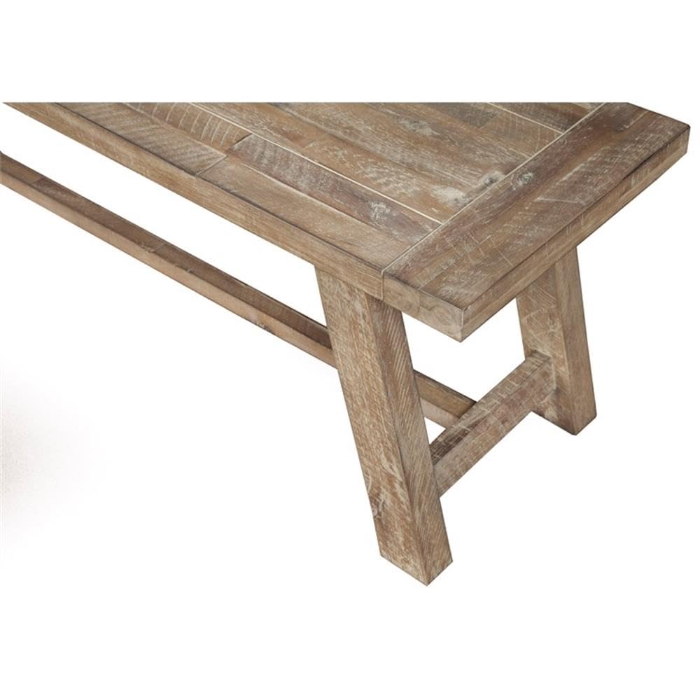 Alpine Furniture Newberry Acacia Wood Bench - Weather-Resistant Outdoor Patio Seating for Garden, Deck, or Porch - Weathered Natural Finish