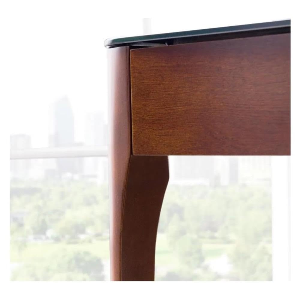 Leick Furniture Obsidian Glass Top Wood End Table - Chestnut Oak Finish - Modern Side Table for Living Room, Bedroom, or Office