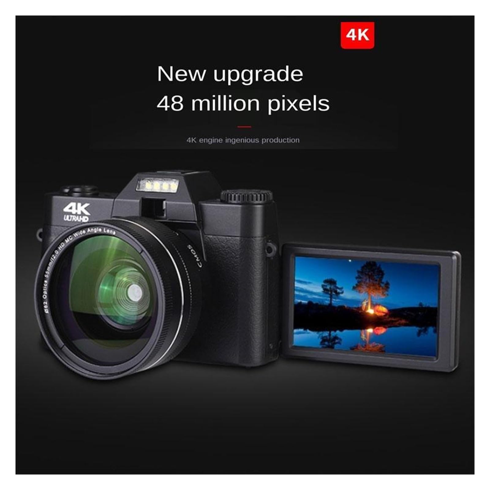 48MP 4K WiFi Vlogging Camera - MZZYG Mini Digital Camcorder with 16x Zoom & Wide-Angle Lens | Perfect for YouTube, Travel Vlogging & Home Video Recording