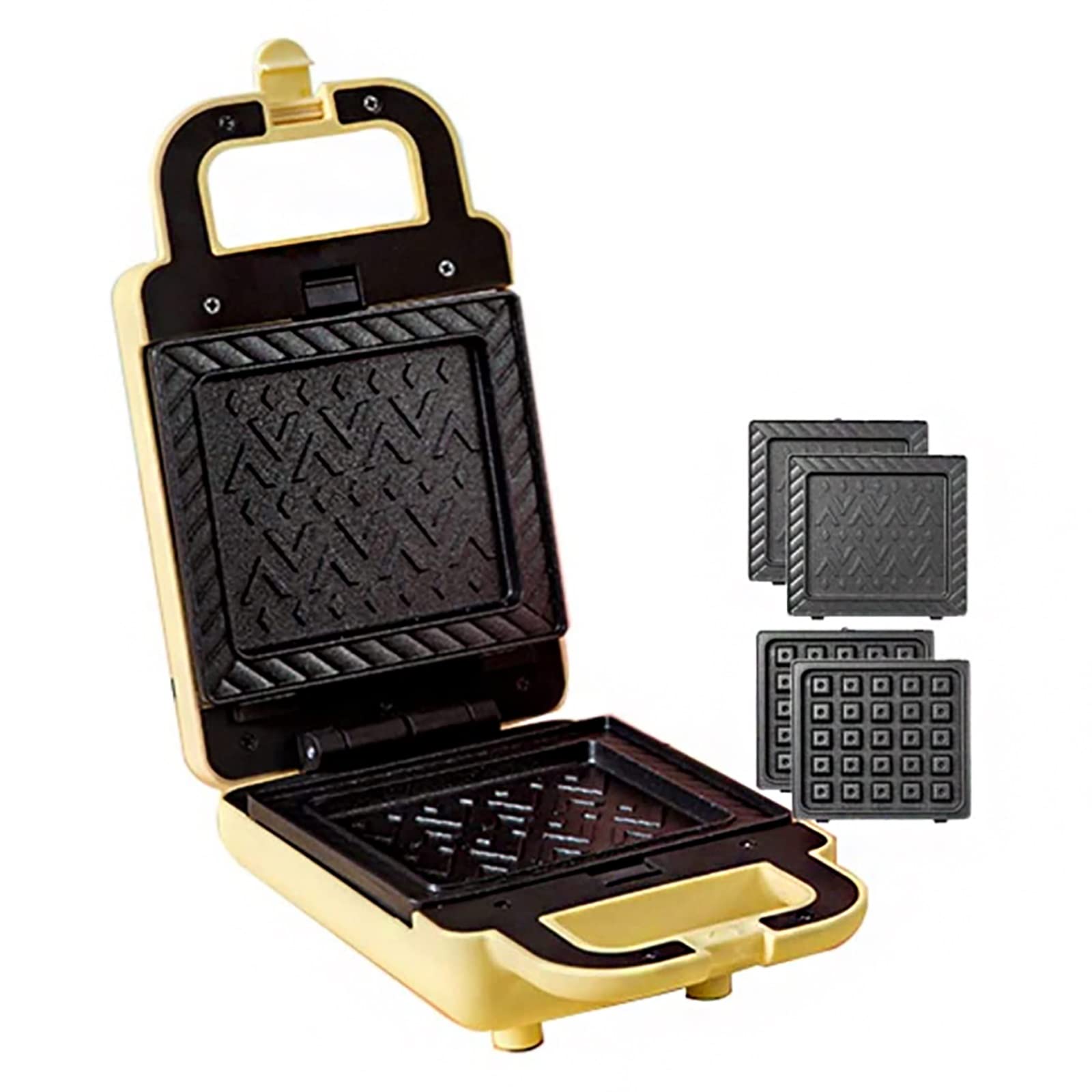 ZSH 2-in-1 Sandwich Toaster & Waffle Maker - Non-Stick Detachable Plates, Panini Press, Home Toastie Maker - Perfect for Breakfast, Snacks & Ice Cream Sandwiches (Color: Black) - Ideal for Family Breakfast, Quick Meals & Party Treats