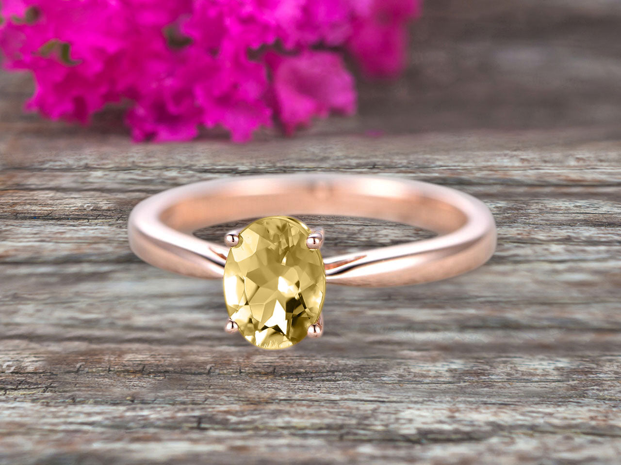 1 Carat Oval Cut Champagne Moissanite Solitaire Engagement Ring in 10k Rose Gold - Art Deco Style for Wedding, Proposal & Anniversary Gift - Perfect for Bridal Jewelry & Special Occasions
