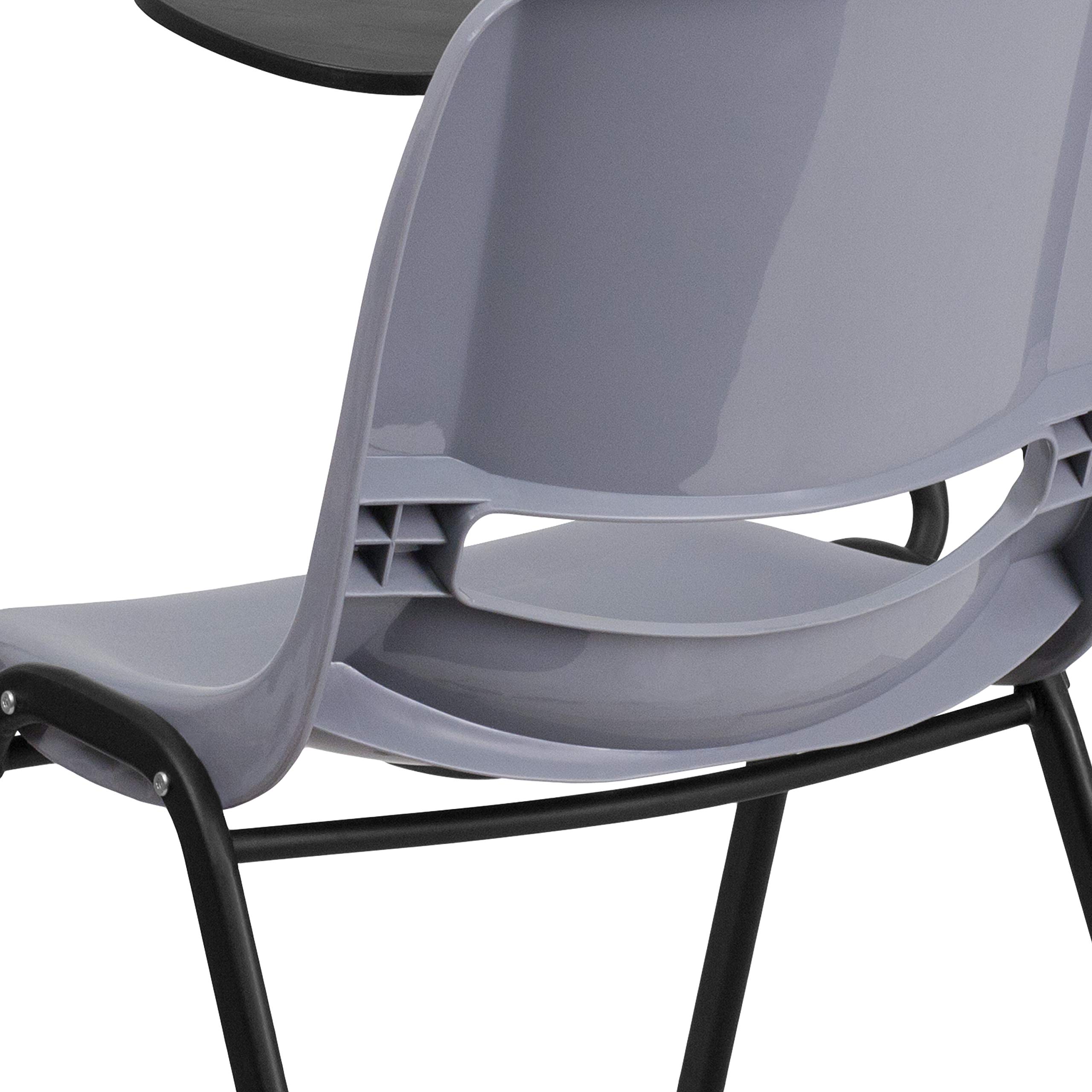 EMMA + OLIVER Gray Ergonomic Office Chair with Flip-Up Tablet Arm - Left-Handed Adjustable Desk Chair for Home & Office Workspaces - Perfect for Conference Rooms, Study Areas and Remote Workstations