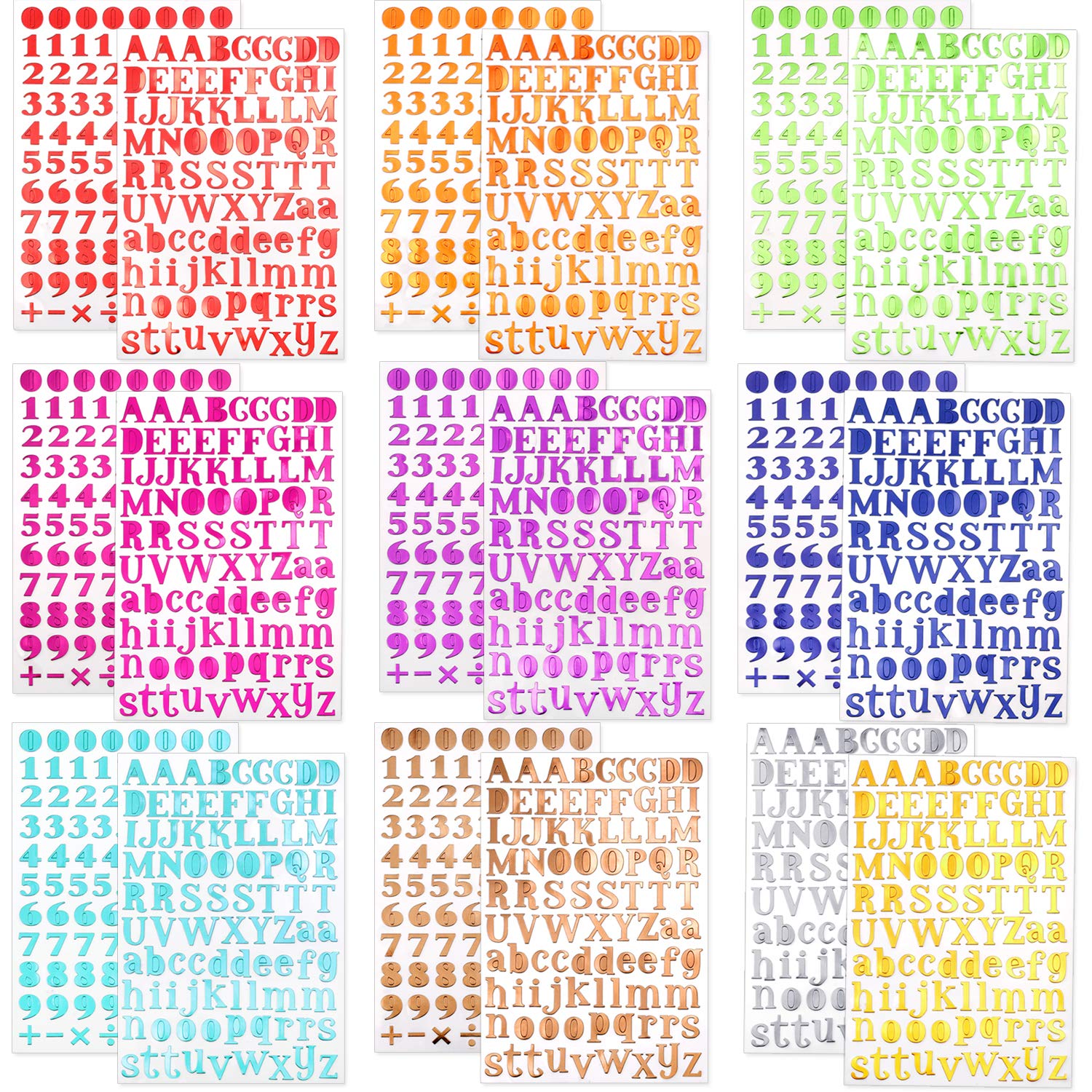 Glitter Gold Vinyl Letter and Number Stickers - 18 Sheets Self-Adhesive Alphabet Stickers for Scrapbooking, DIY Crafts, Greeting Cards, Home Decor - Perfect for Party Decorations, School Projects & Gift Wrapping