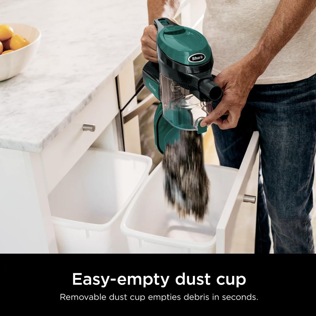 Shark CS110EM Ultra-Lightweight Corded Stick Vacuum Cleaner with Swivel Steering - Powerful Deep Cleaning for Carpets & Hard Floors - Converts to Handheld for Floor-to-Ceiling Versatility - Green | Perfect for Pet Hair, Stairs, Cars & Home Cleaning