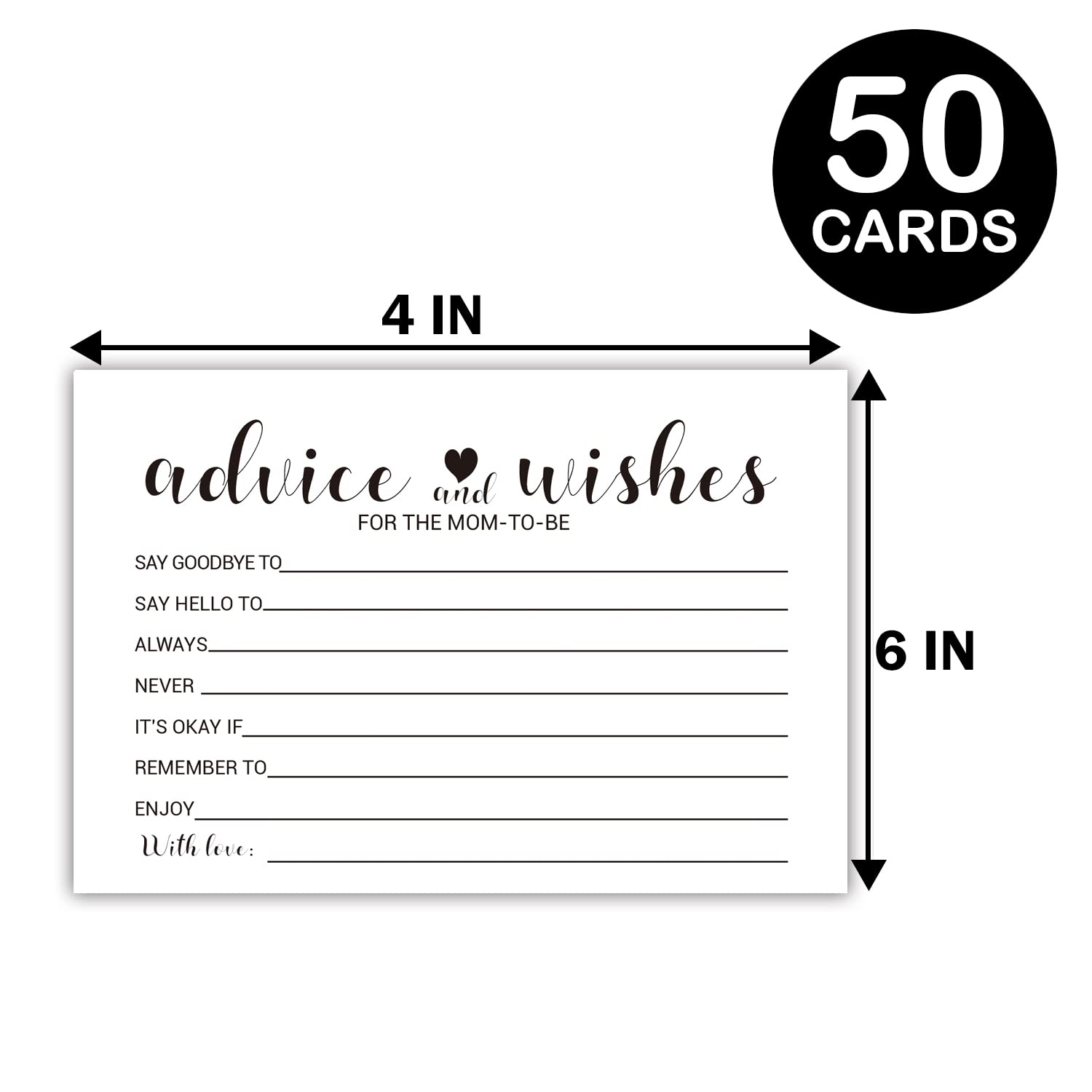 50 Pack Wedding Advice Cards Set - Thoughtful Wishes for Bride & Groom, Newlyweds, Mr & Mrs - 4x6 Inch Blank Cards for Bridal Shower, Wedding Reception Guest Book - Perfect for DIY Wedding Decor & Keepsakes