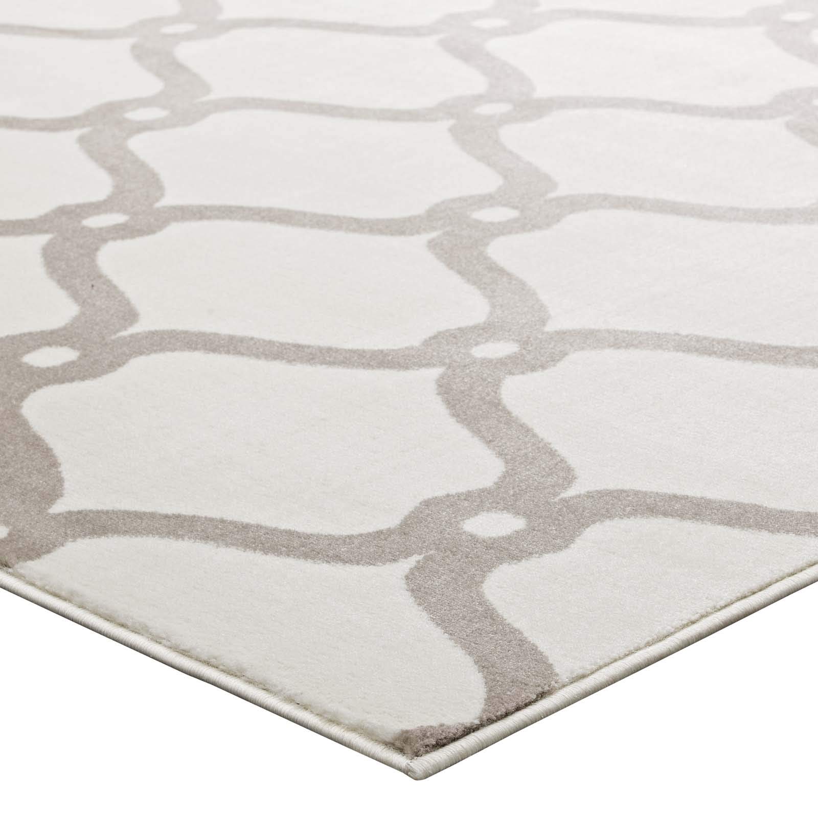 Modern Contemporary Urban Living Area Rug - Soft Fabric Floor Carpet Runner in Multi Ivory White - Perfect for Lounge, Living Room & Bedroom Decor