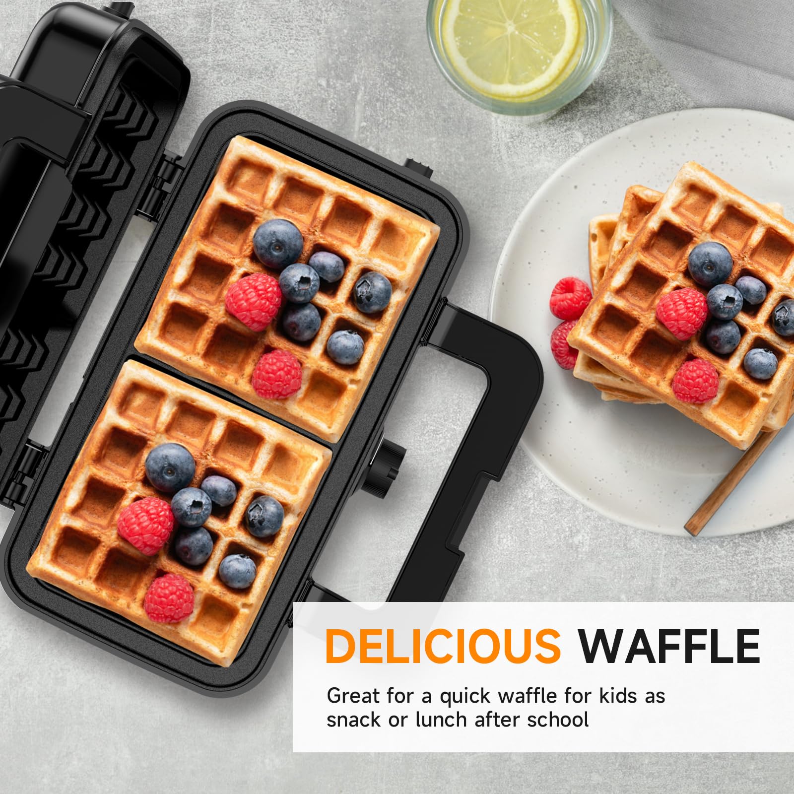 1200W 3-in-1 Sandwich & Waffle Maker with Adjustable Temperature Control, Removable Non-Stick Plates - Perfect for Panini, Grilled Cheese & Breakfast Waffles at Home, Dorm or Office