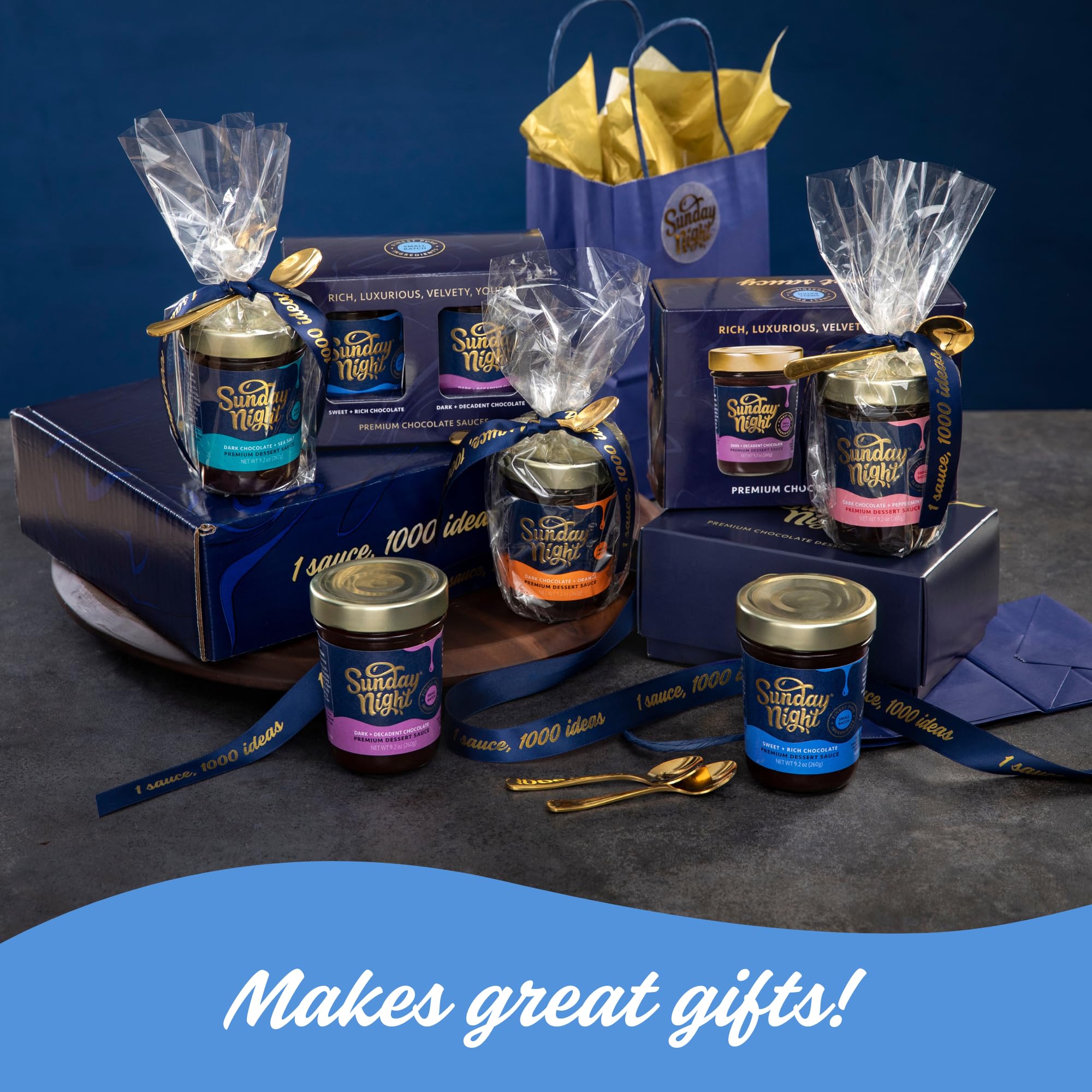 Sunday Night Founder’s Reserve Premium Chocolate Sauce - Rich Sweet Brownie Flavor with Vanilla & Caramel, Homemade Hot Fudge Topping, No Artificial Preservatives, 9 oz - Perfect for Ice Cream, Desserts, and Baking