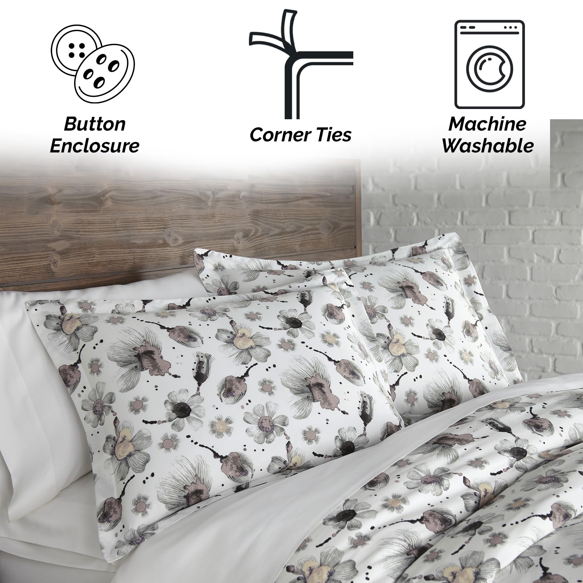 Southshore Fine Living 100% Cotton King Size Duvet Cover - 300 Thread Count Sateen Weave, Hotel Luxury Bedding, Machine Washable Grey Comforter Cover for California King Beds | Perfect for Master Bedrooms, Guest Rooms & Luxury Hotels