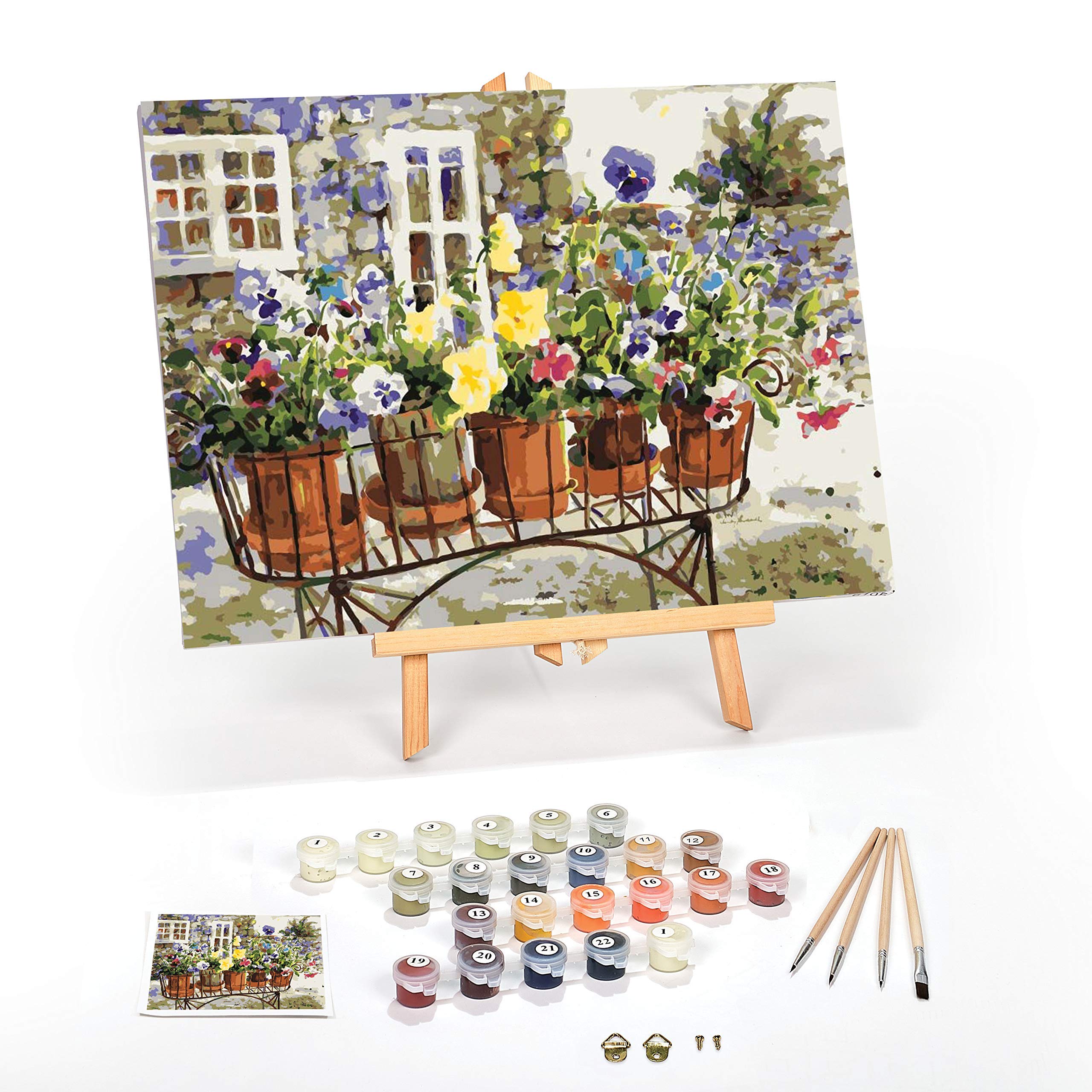 Ledgebay Paint by Numbers Kit for Adults - Beginner to Advanced DIY Art Set with Ritas Pansies Design, 12